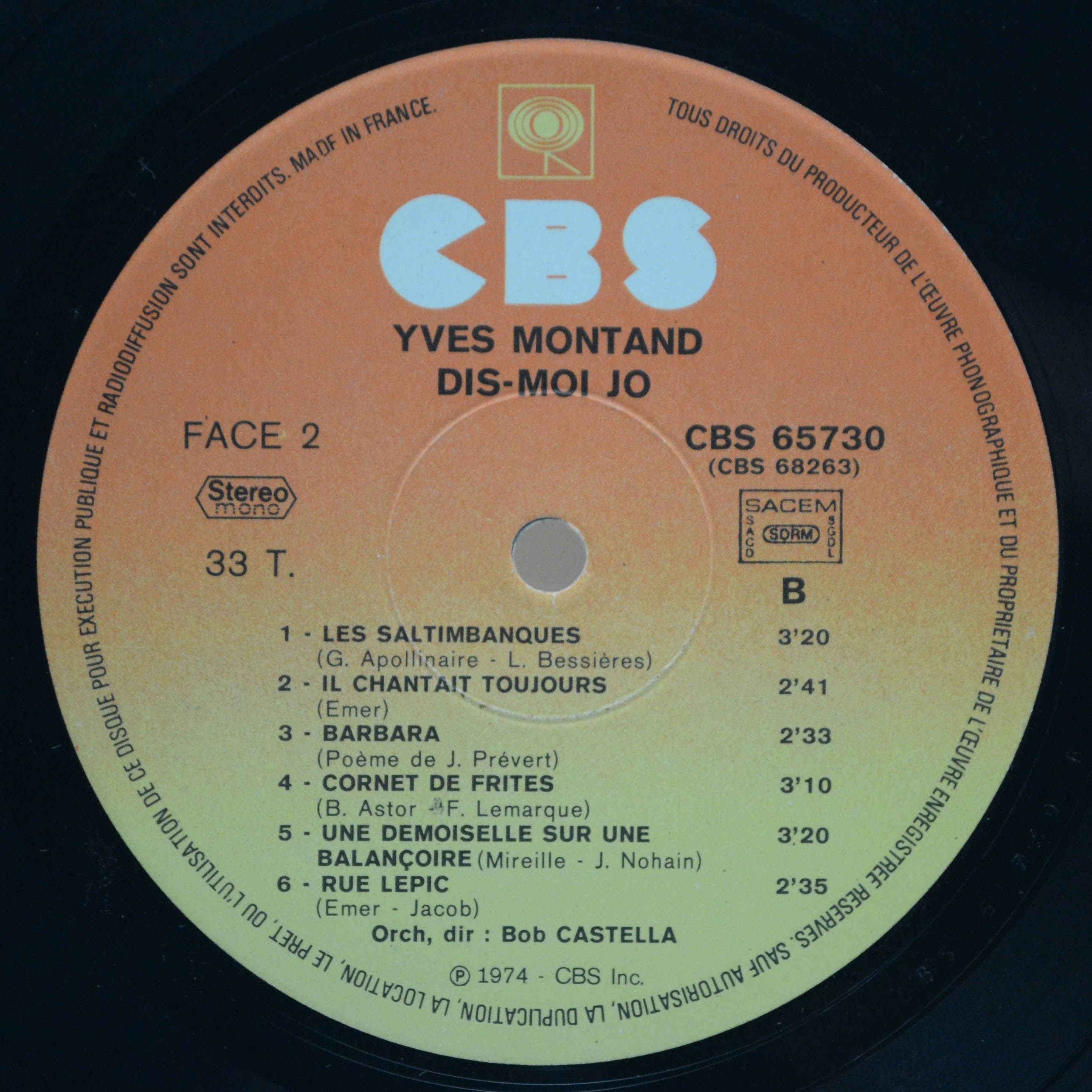 Yves Montand — Dis-Moi Jo (2LP, France), 1974