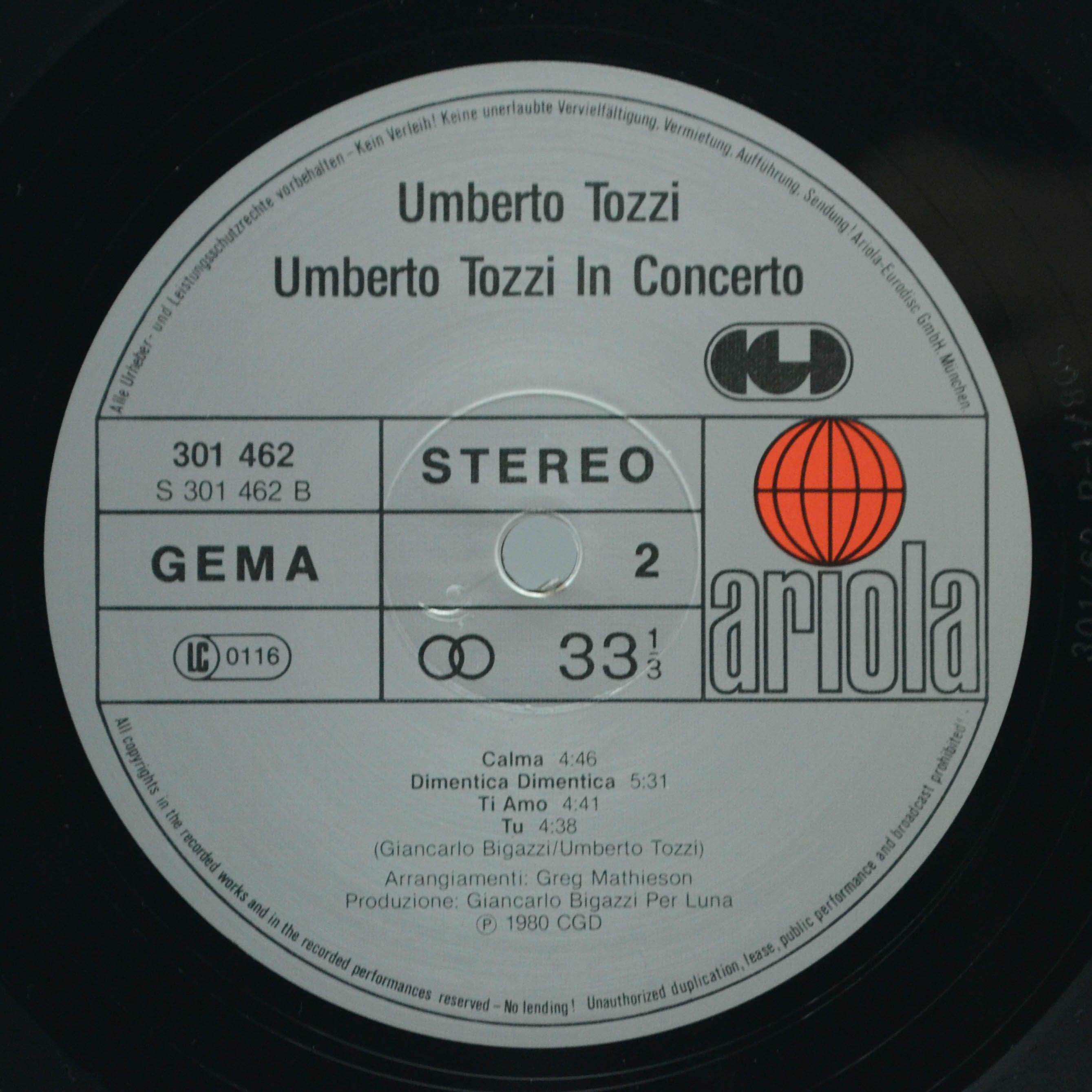 Виниловая пластинка Umberto Tozzi — In Concerto (2LP), 1980