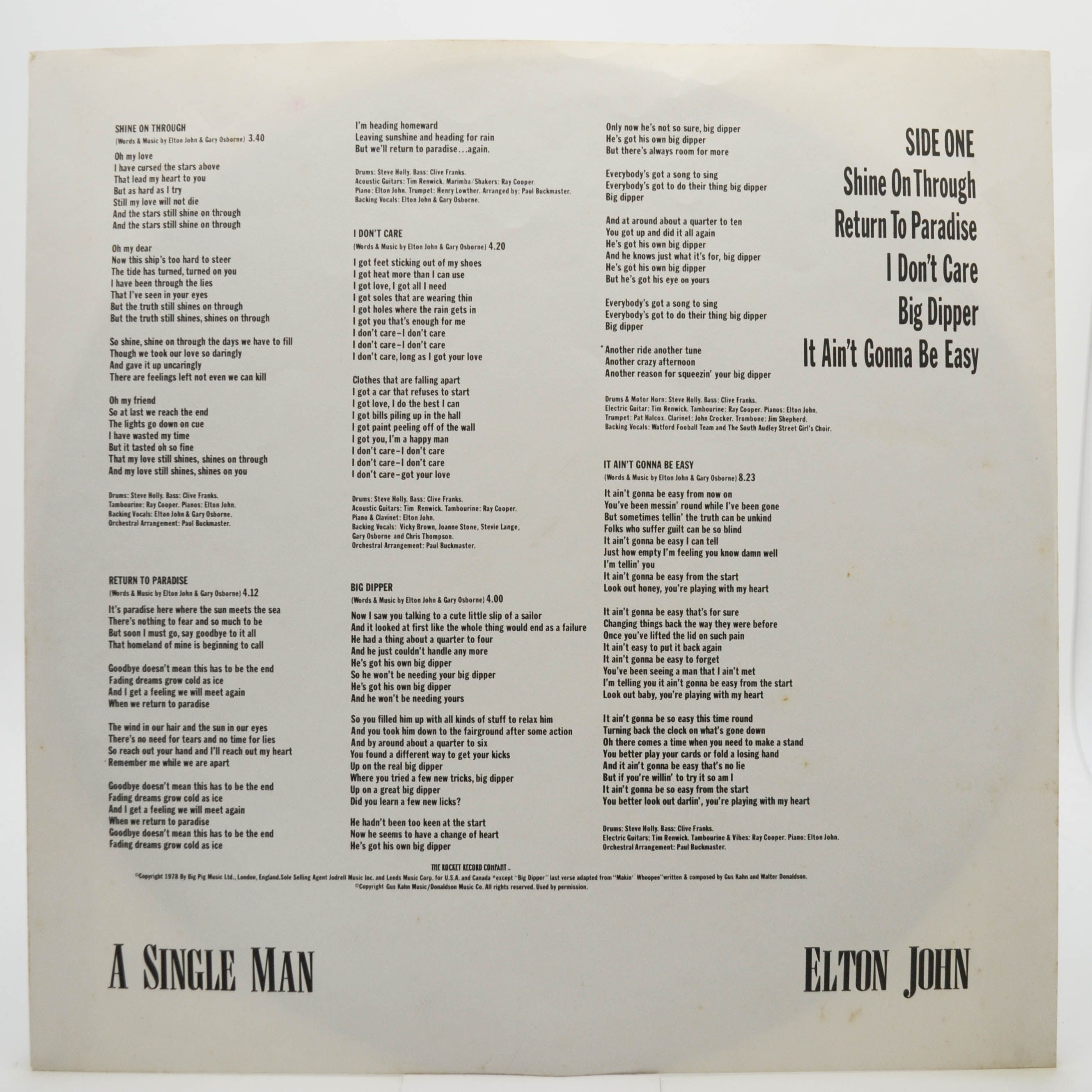 Elton John — A Single Man, 1978