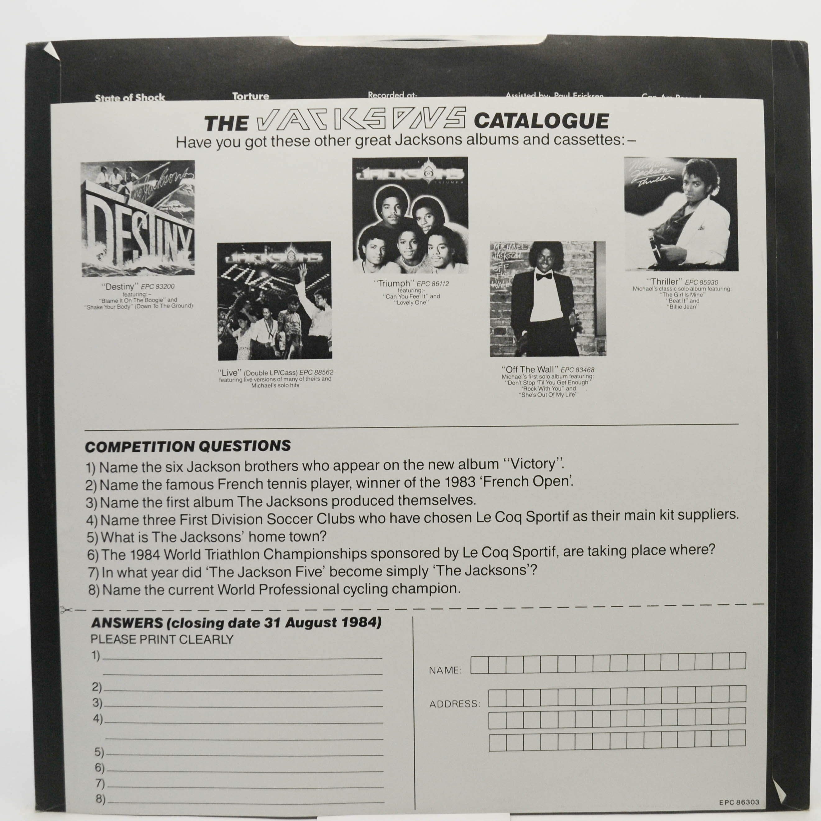 Jacksons — Victory (UK), 1984