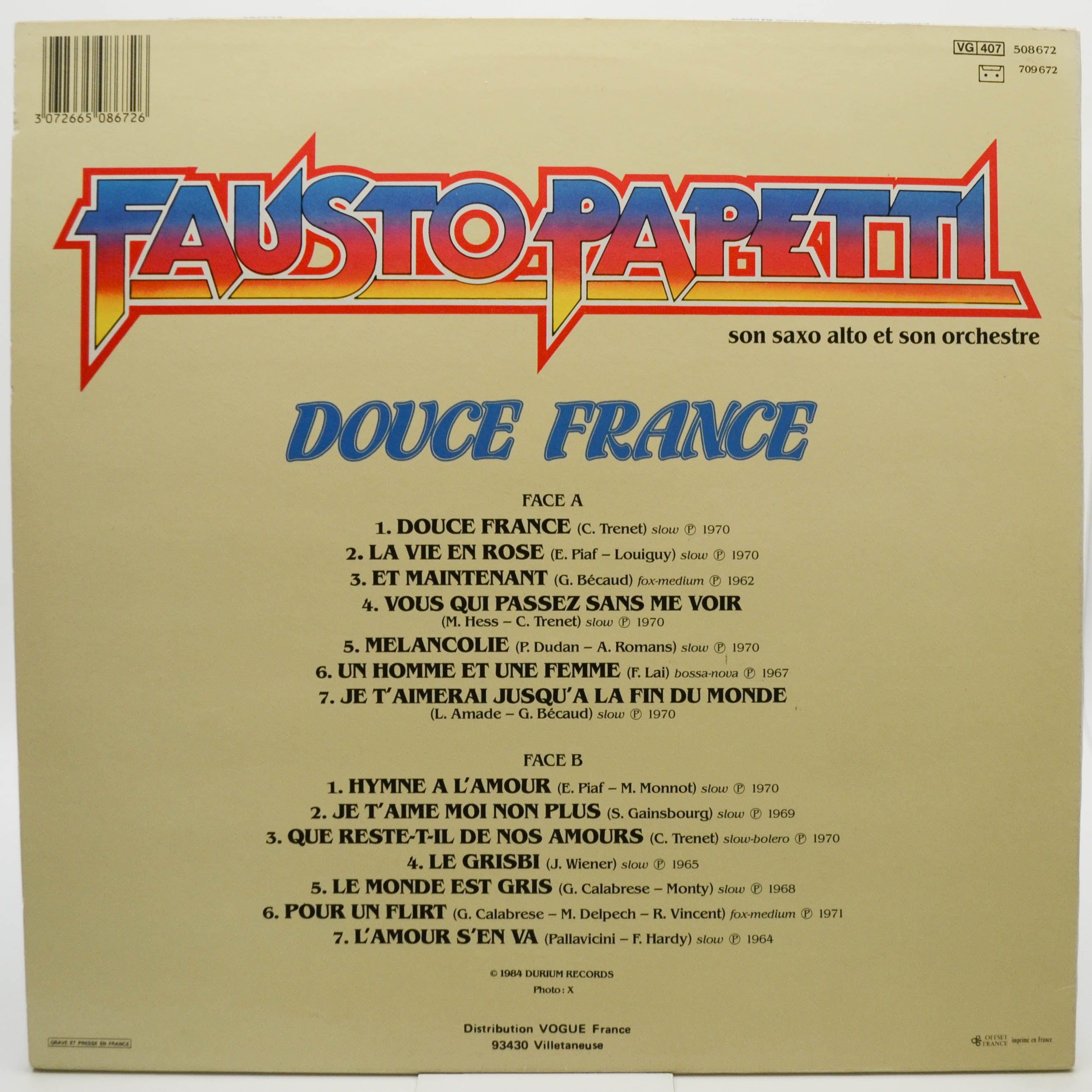 Fausto Papetti — Douce France, 1984