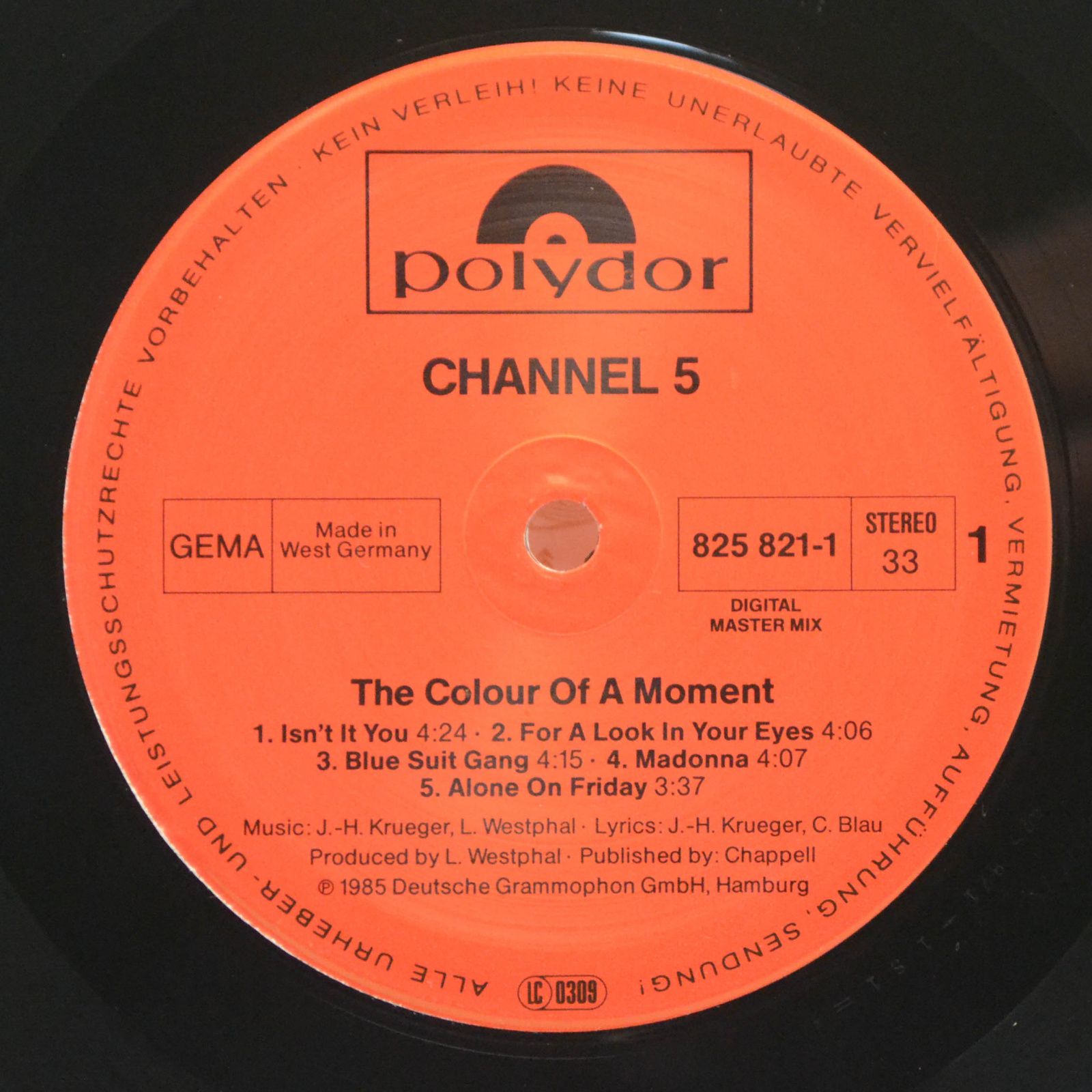 Виниловая пластинка Channel 5 — The Colour Of A Moment, 1985