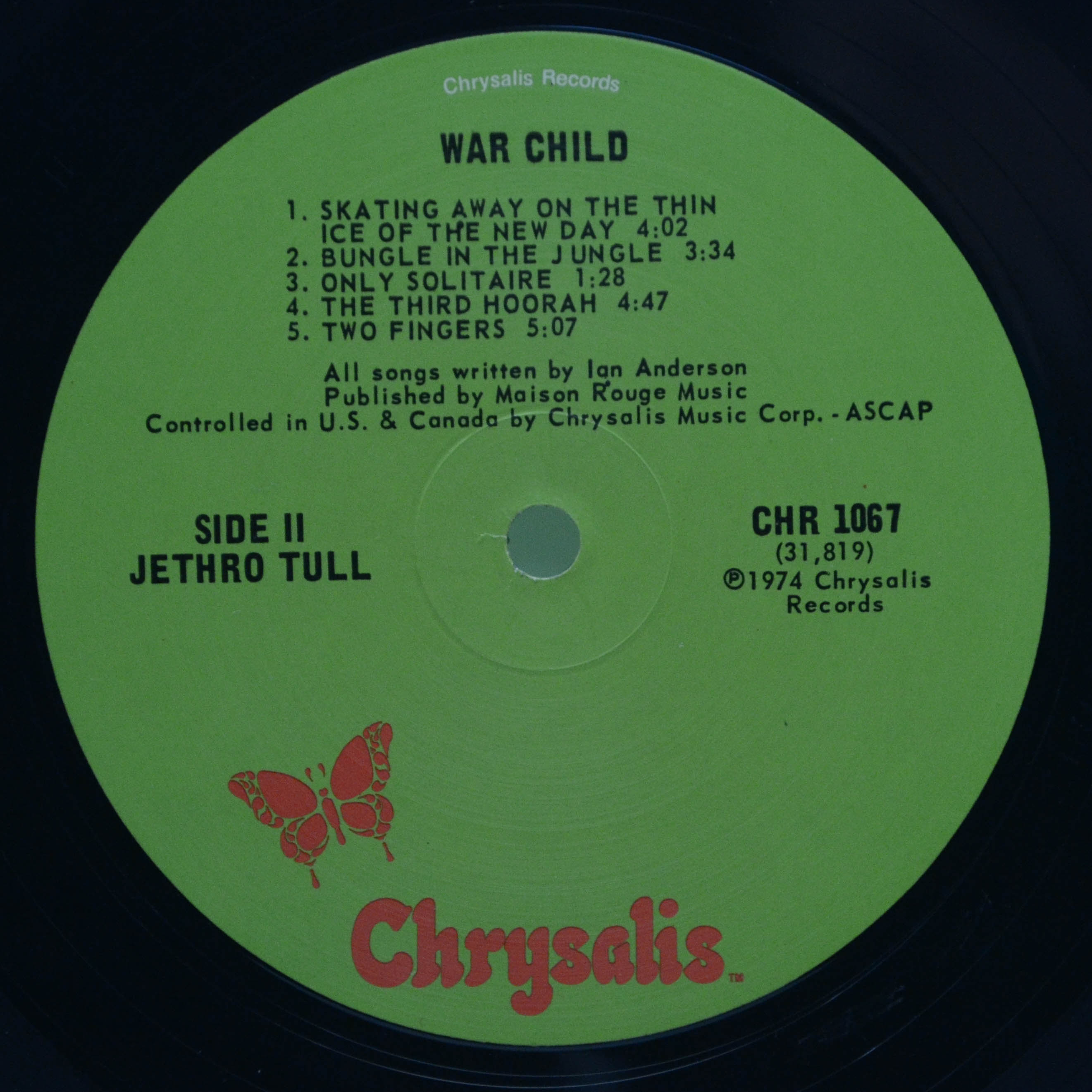 Виниловая пластинка Jethro Tull — War Child (USA), 1974