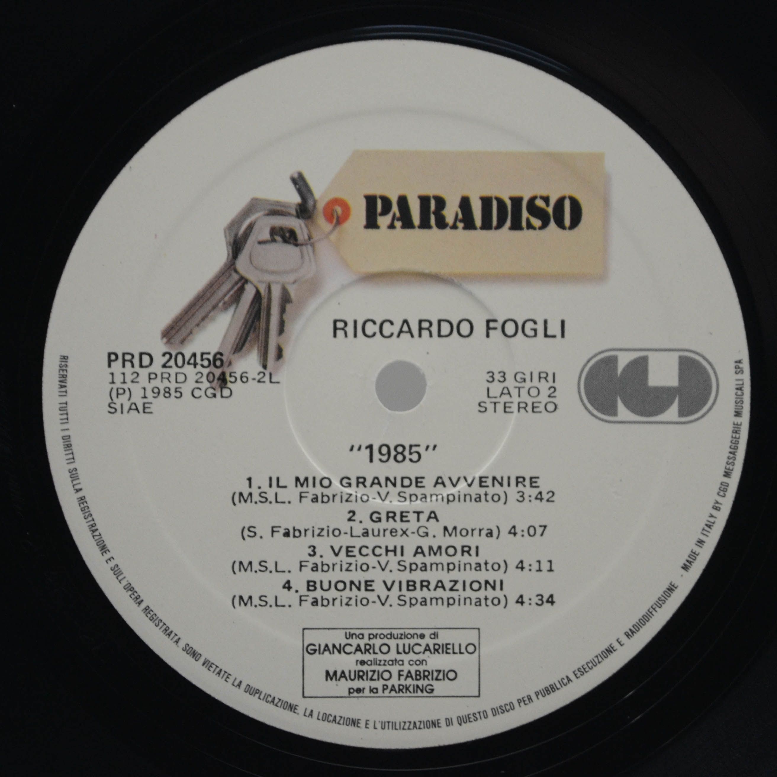 Виниловая пластинка Riccardo Fogli — 1985 (1-st, Italy), 1985