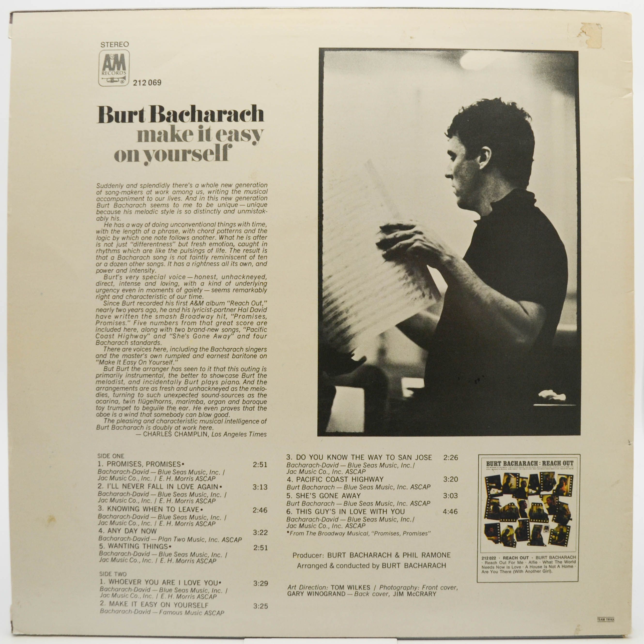 Виниловая пластинка Burt Bacharach — Make It Easy On Yourself, 1969