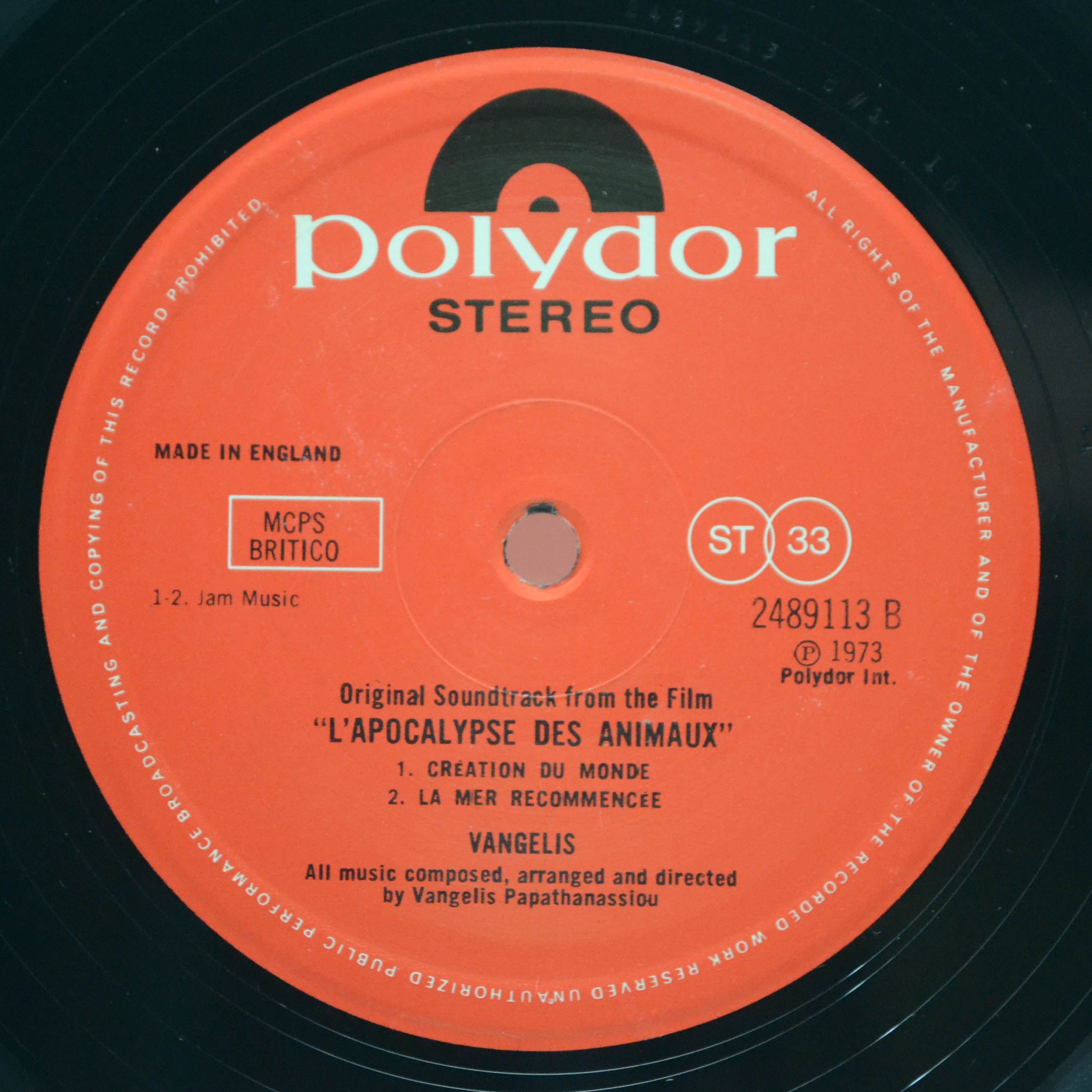Vangelis — L'Apocalypse Des Animaux (UK), 1976