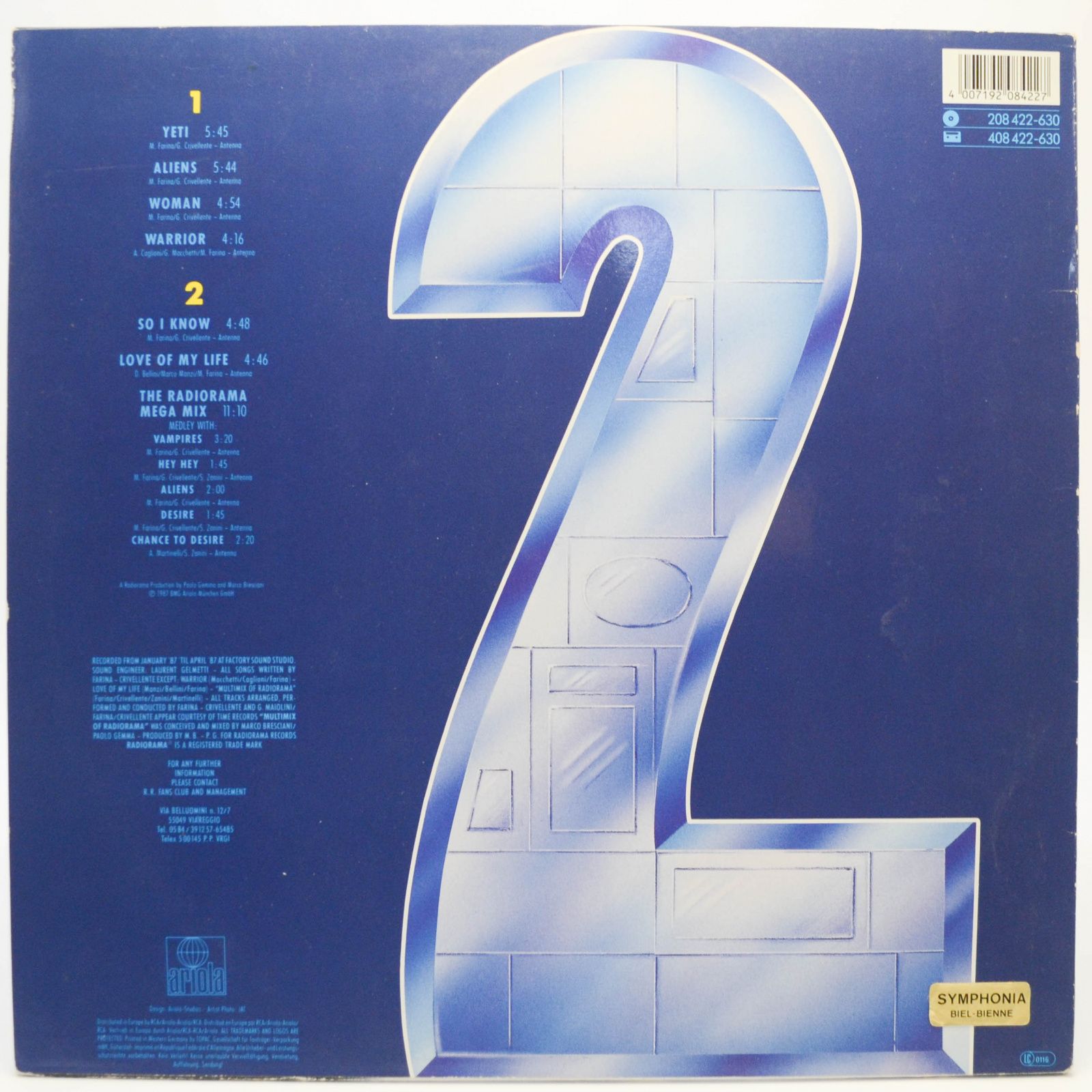 Виниловая пластинка Radiorama — The Second, 1987