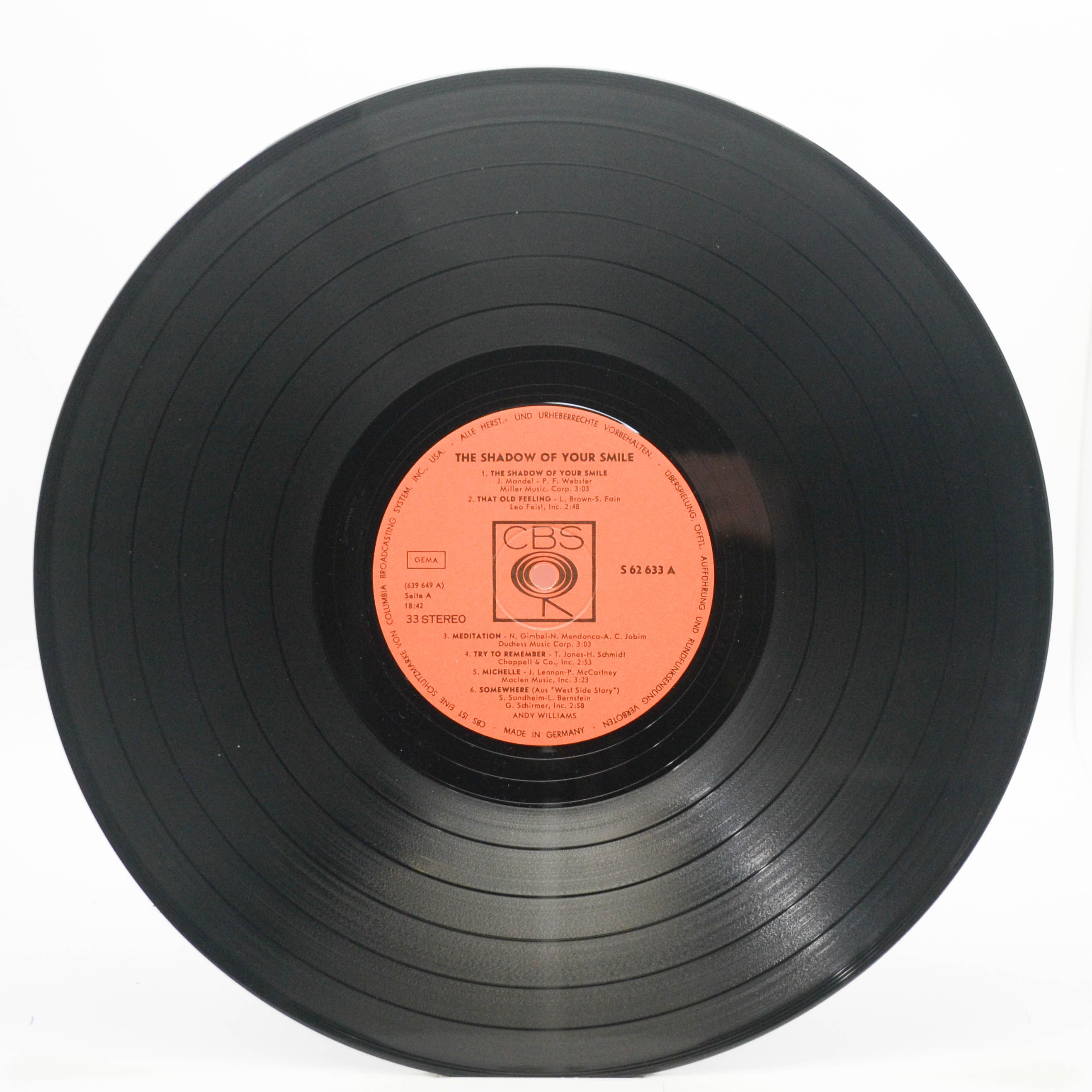 Виниловая пластинка Andy Williams — The Shadow Of Your Smile, 1966