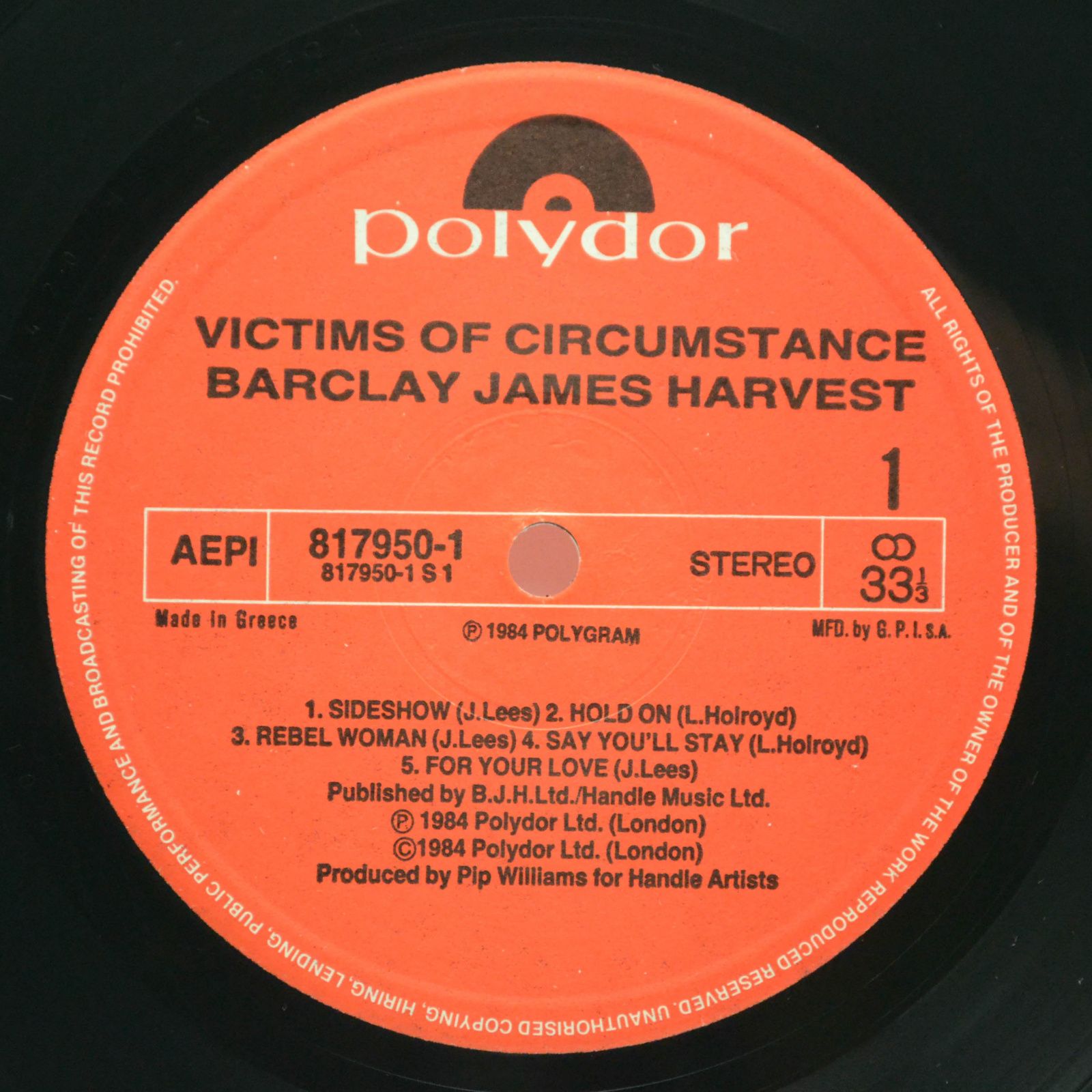 Виниловая пластинка Barclay James Harvest — Victims Of Circumstance, 1984