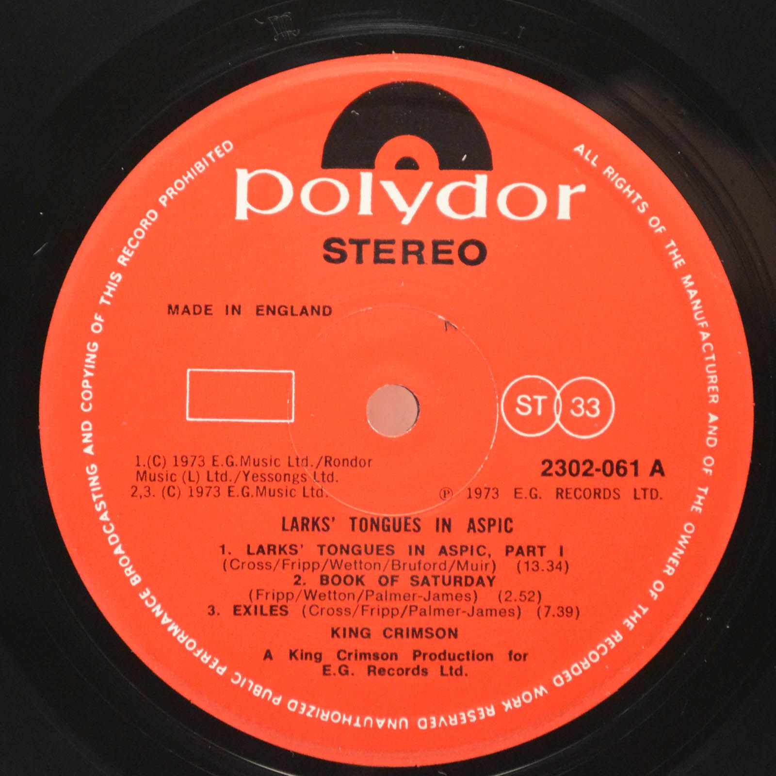 King Crimson — Larks' Tongues In Aspic (UK), 1973