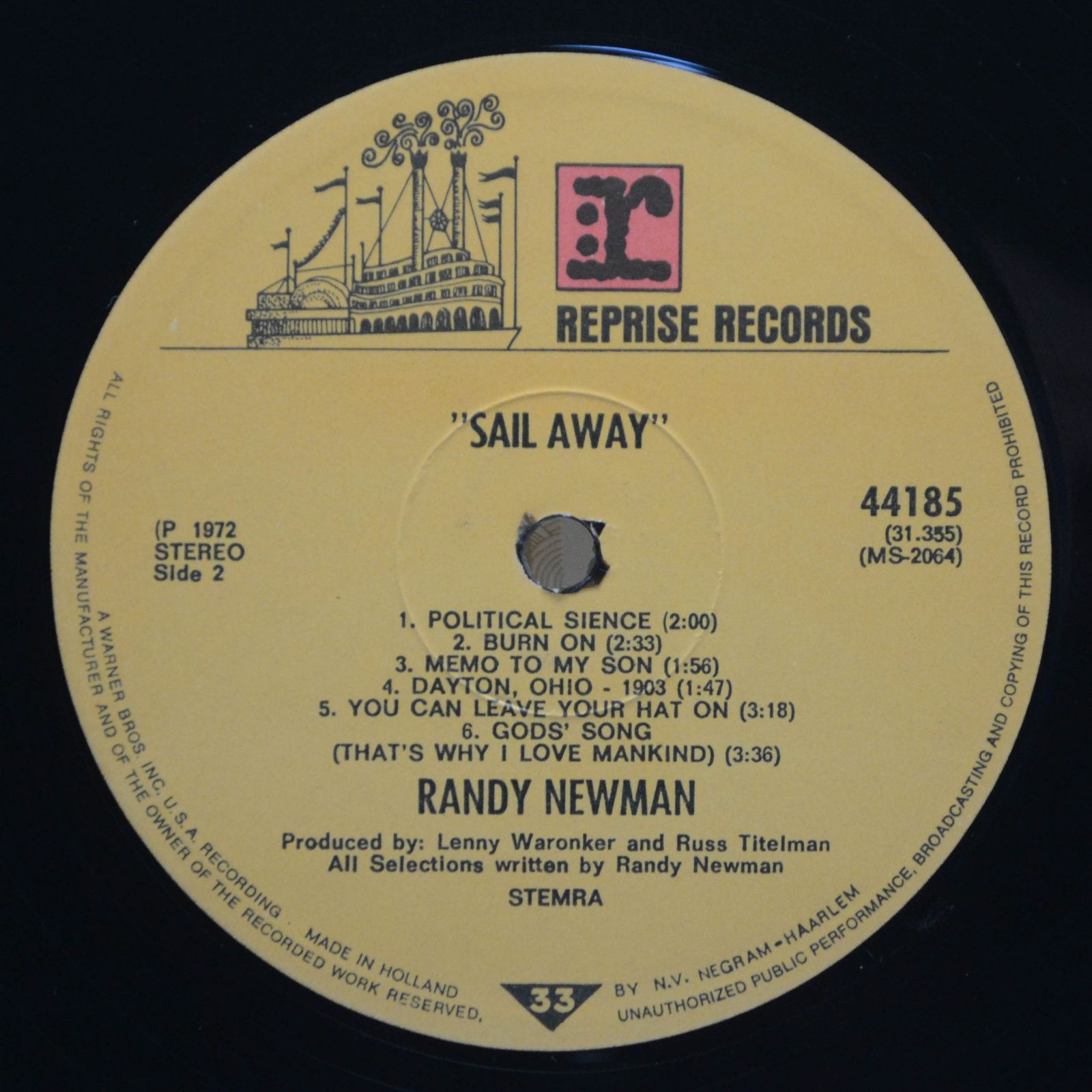 Виниловая пластинка Randy Newman — Sail Away, 1972