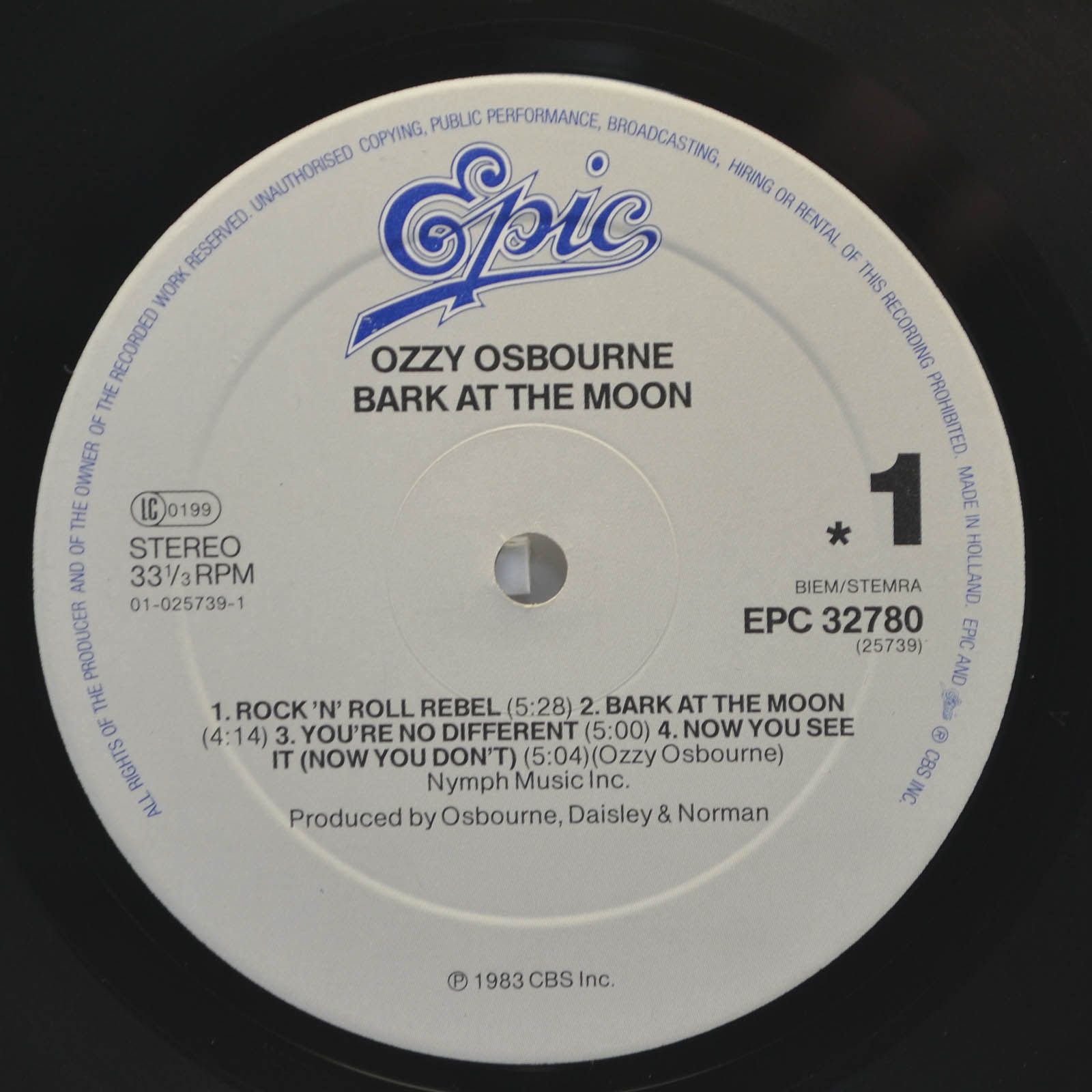 Виниловая пластинка Ozzy Osbourne — Bark At The Moon, 1983