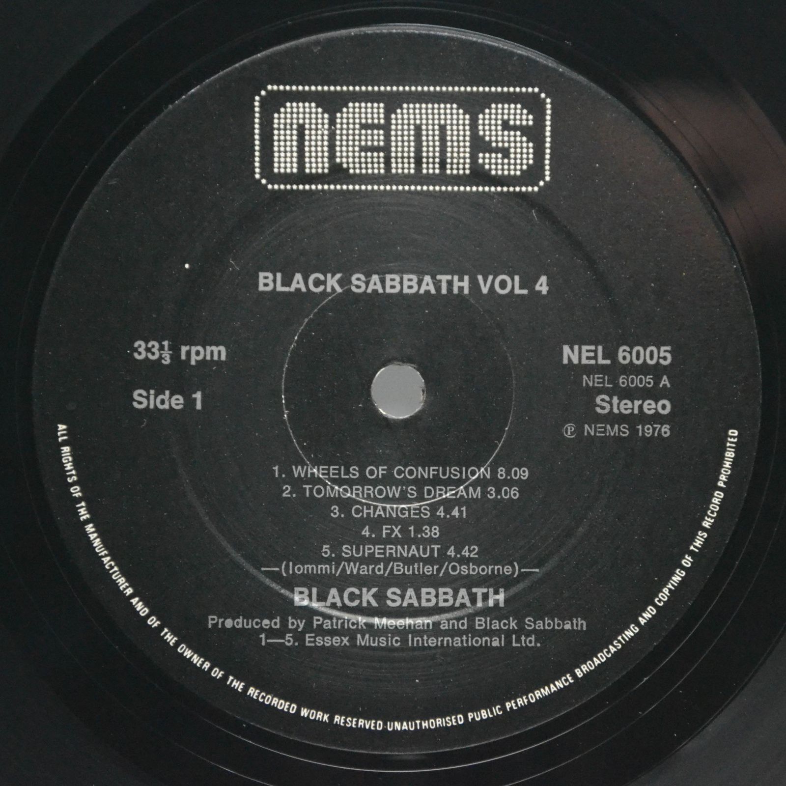 Black Sabbath — Black Sabbath Vol 4 (UK), 1972