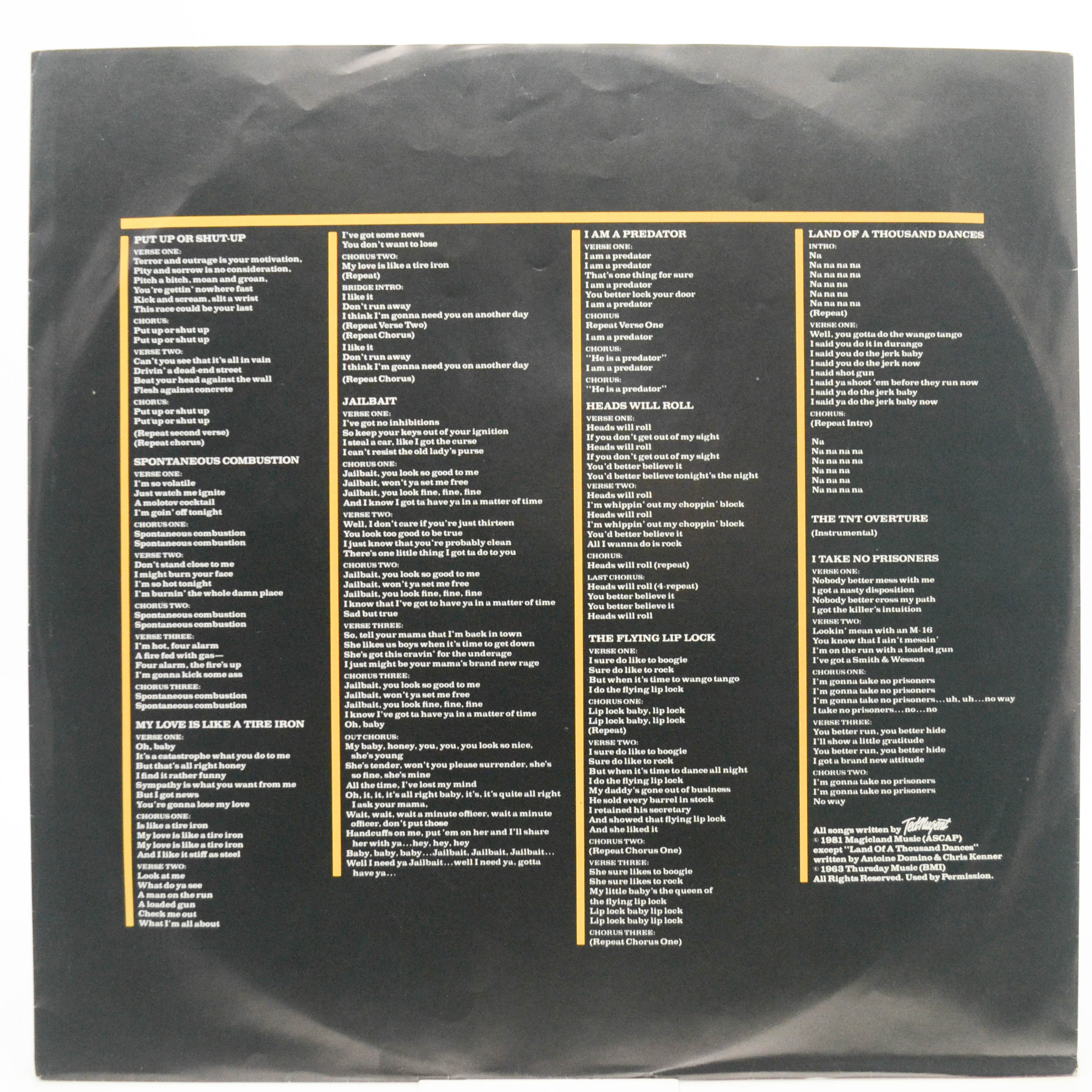 Ted Nugent — Intensities In 10 Cities, 1981