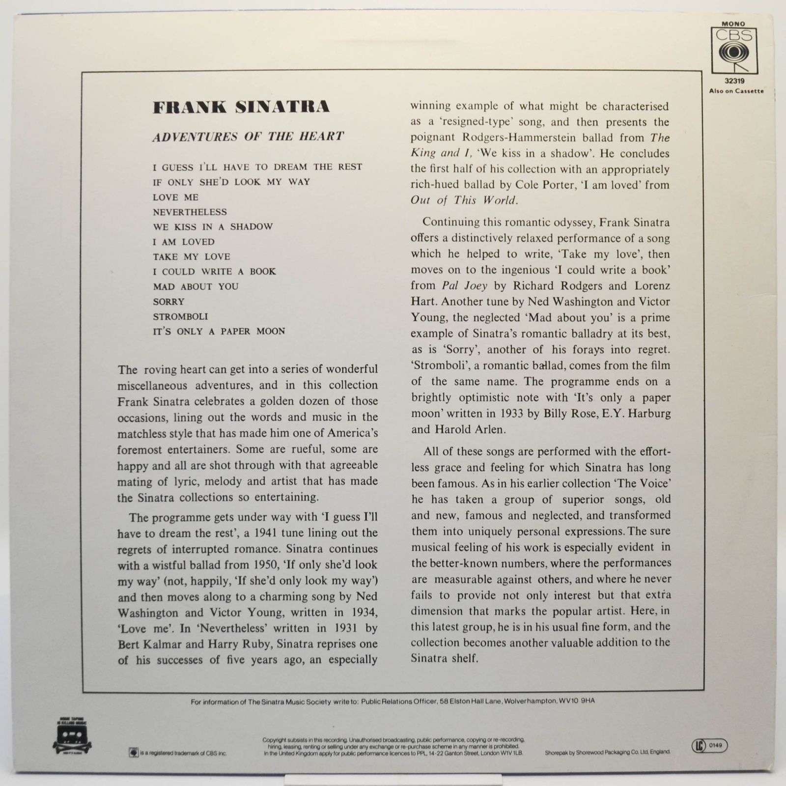 Frank Sinatra — Adventures Of The Heart (UK), 1957