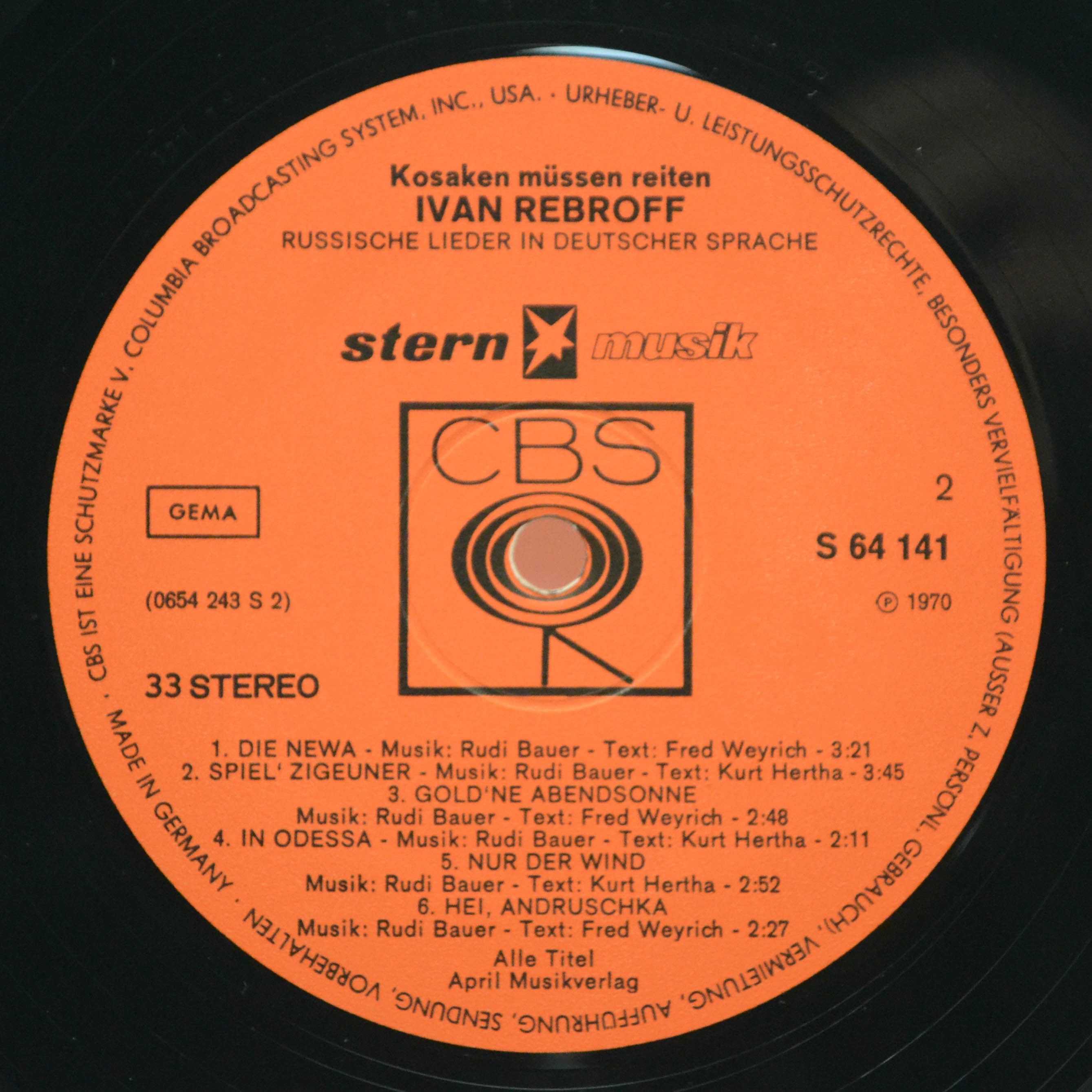 Виниловая пластинка Ivan Rebroff — Kosaken Müssen Reiten, 1970