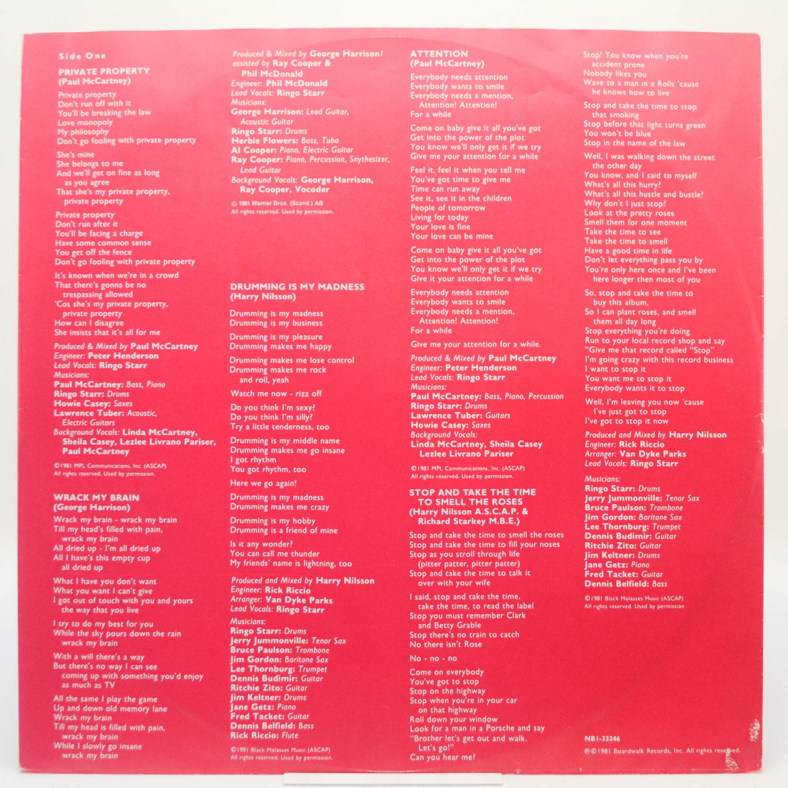 Ringo Starr — Stop And Smell The Roses, 1981