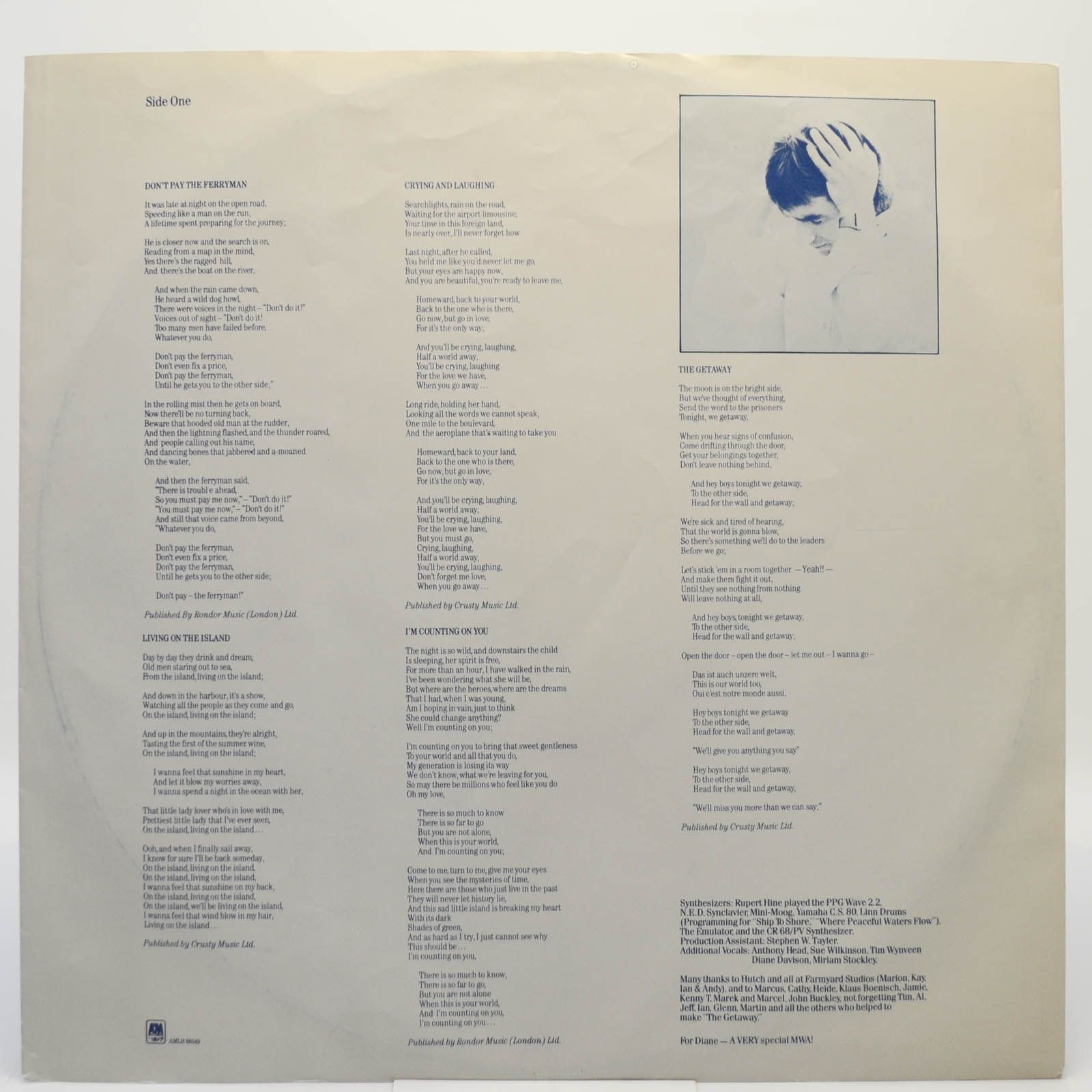 Виниловая пластинка Chris de Burgh — The Getaway, 1982