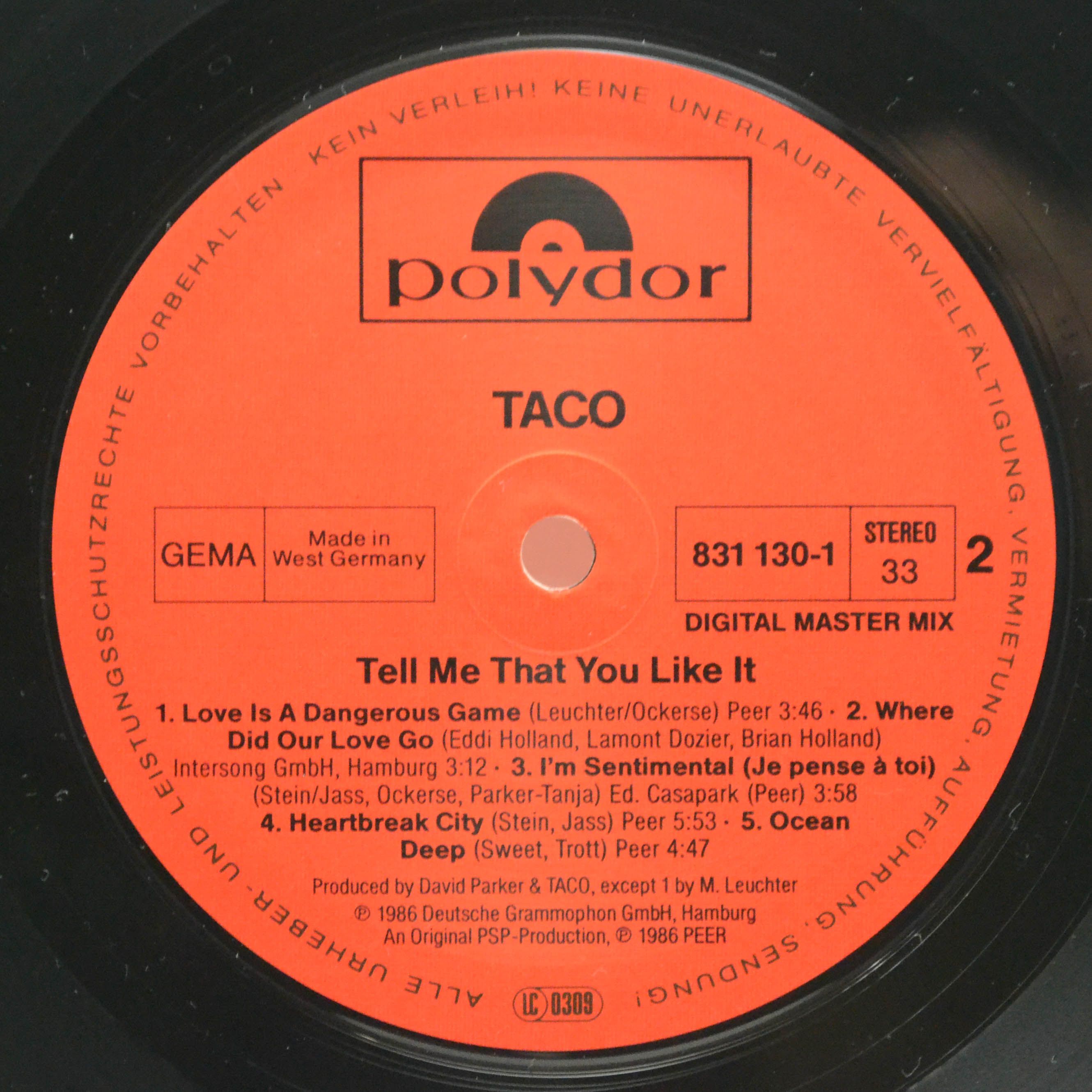 Виниловая пластинка Taco — Tell Me That You Like It, 1986