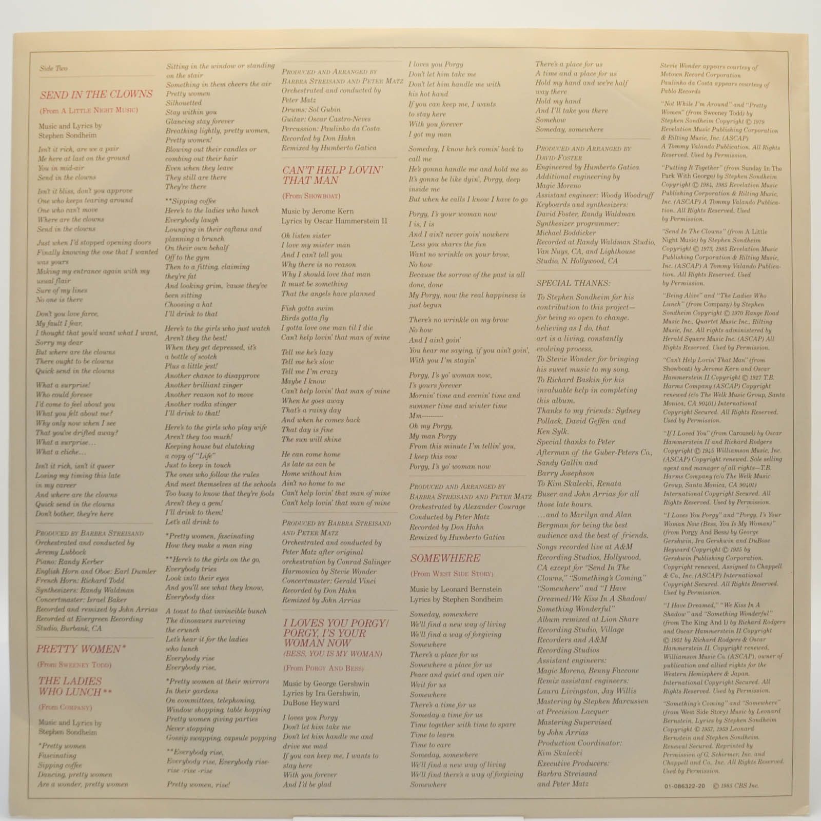 Barbra Streisand — The Broadway Album, 1985