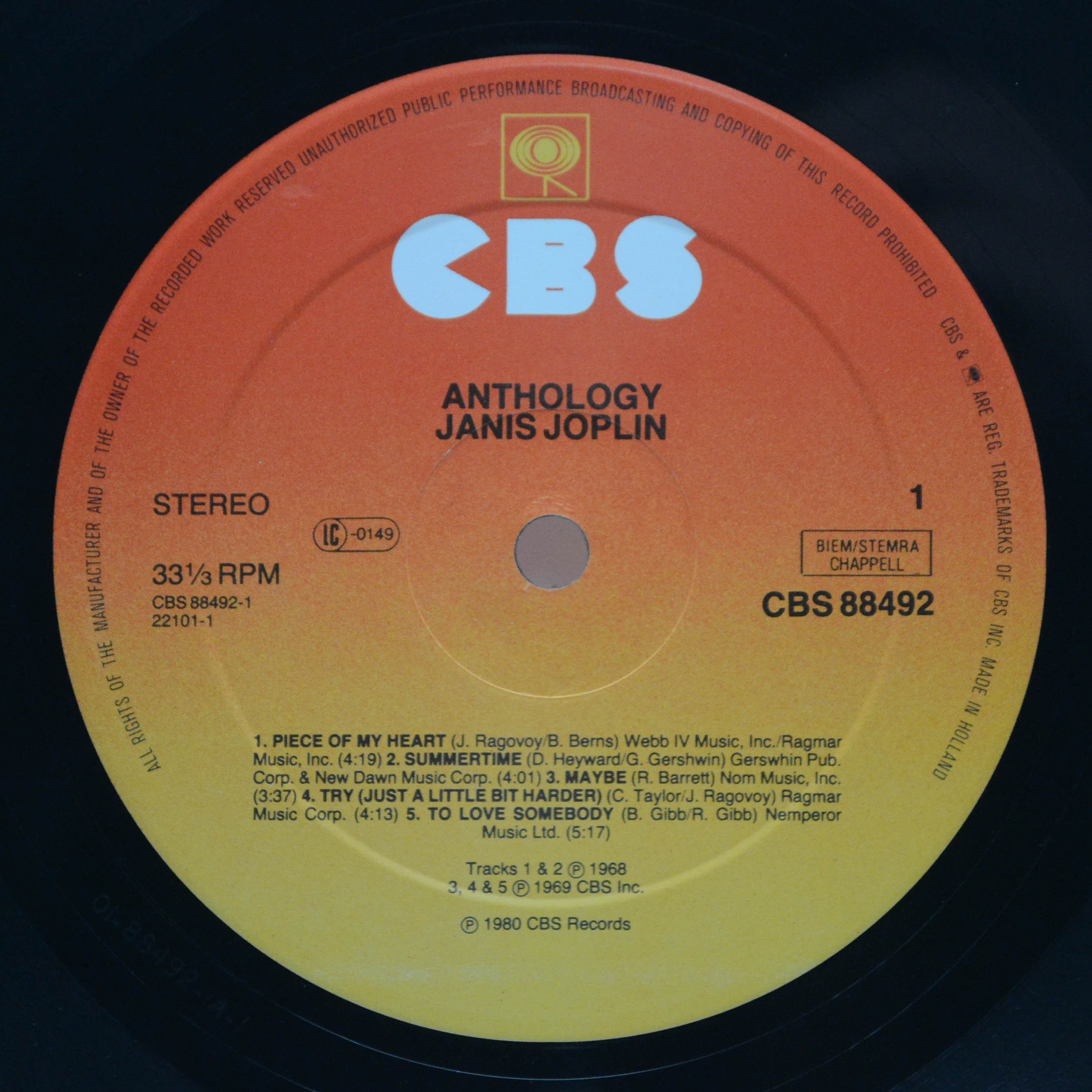 Janis Joplin — Anthology (2LP), 1980