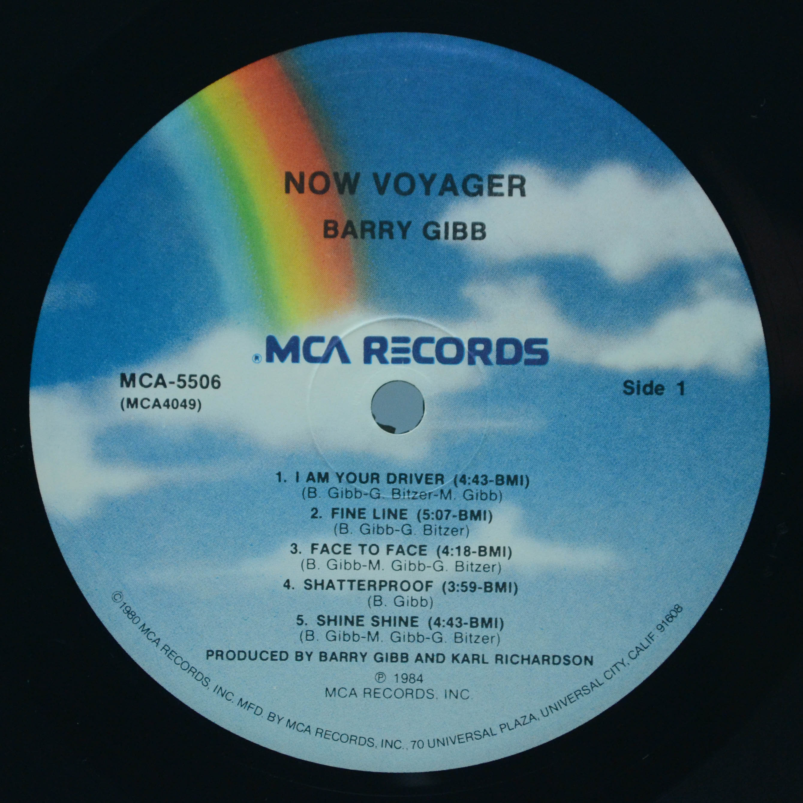 Виниловая пластинка Barry Gibb — Now Voyager (USA), 1984