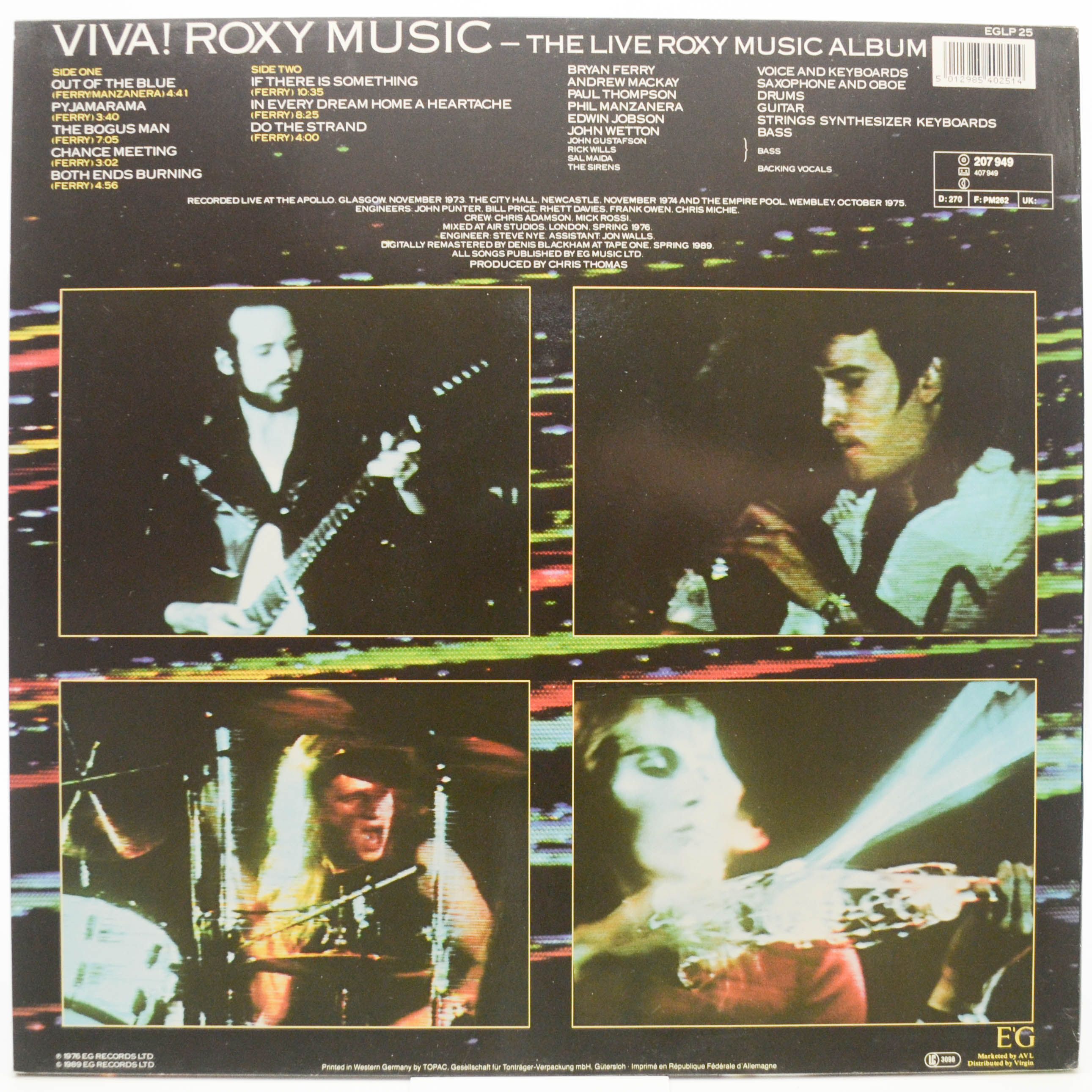 Виниловая пластинка Roxy Music — Viva ! The Live Roxy Music, 1976