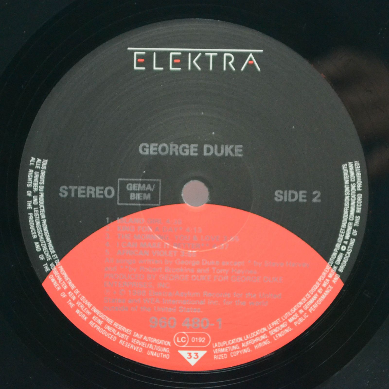 Виниловая пластинка George Duke — George Duke, 1986