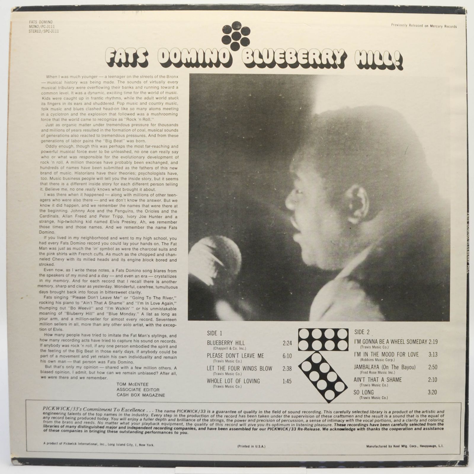 Виниловая пластинка Fats Domino — Blueberry Hill, 1967