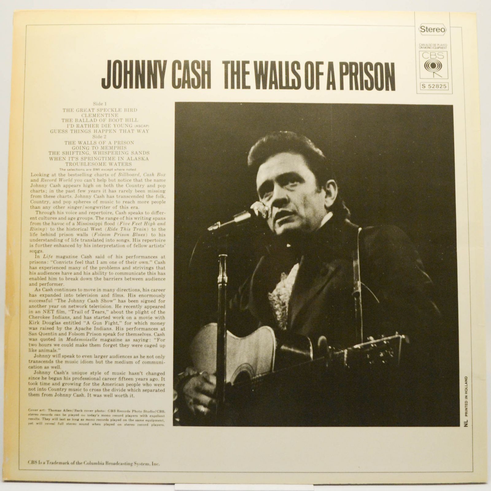 Виниловая пластинка Johnny Cash — The Walls Of A Prison, 1970