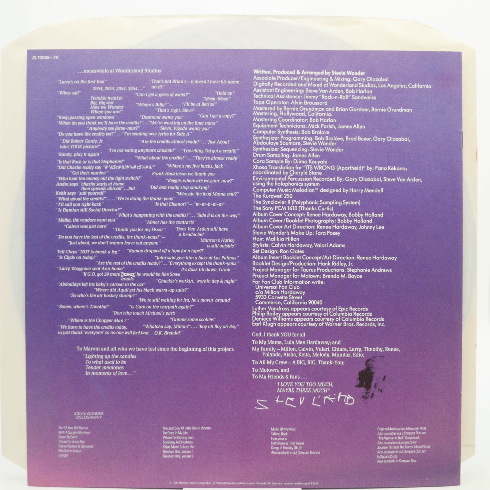 Виниловая пластинка Stevie Wonder — In Square Circle (booklet), 1985