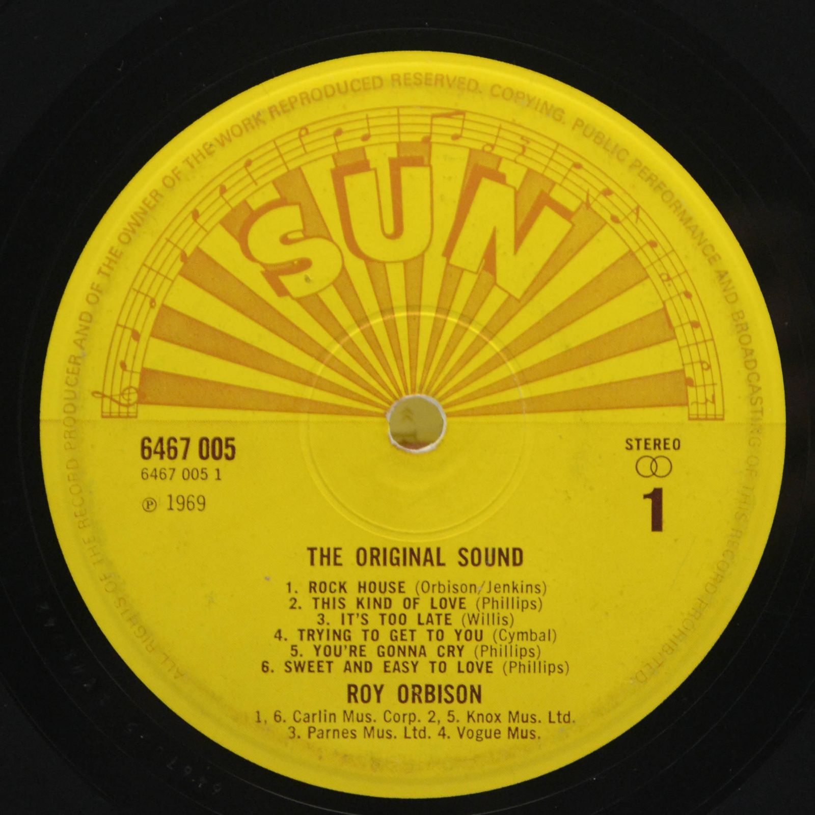 Виниловая пластинка Roy Orbison — The Original Sound, 1972