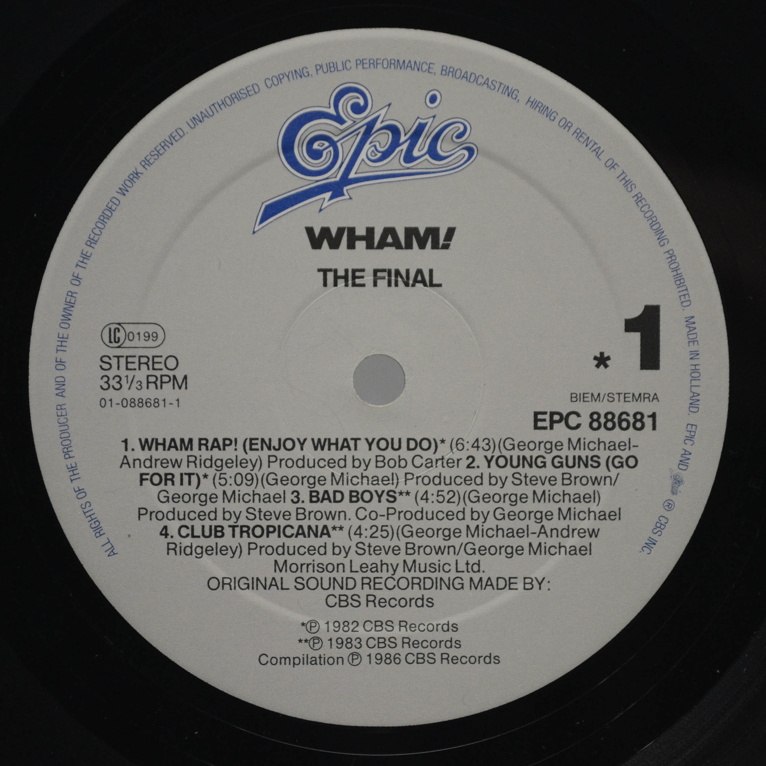 Виниловая пластинка Wham! — The Final (2LP), 1986