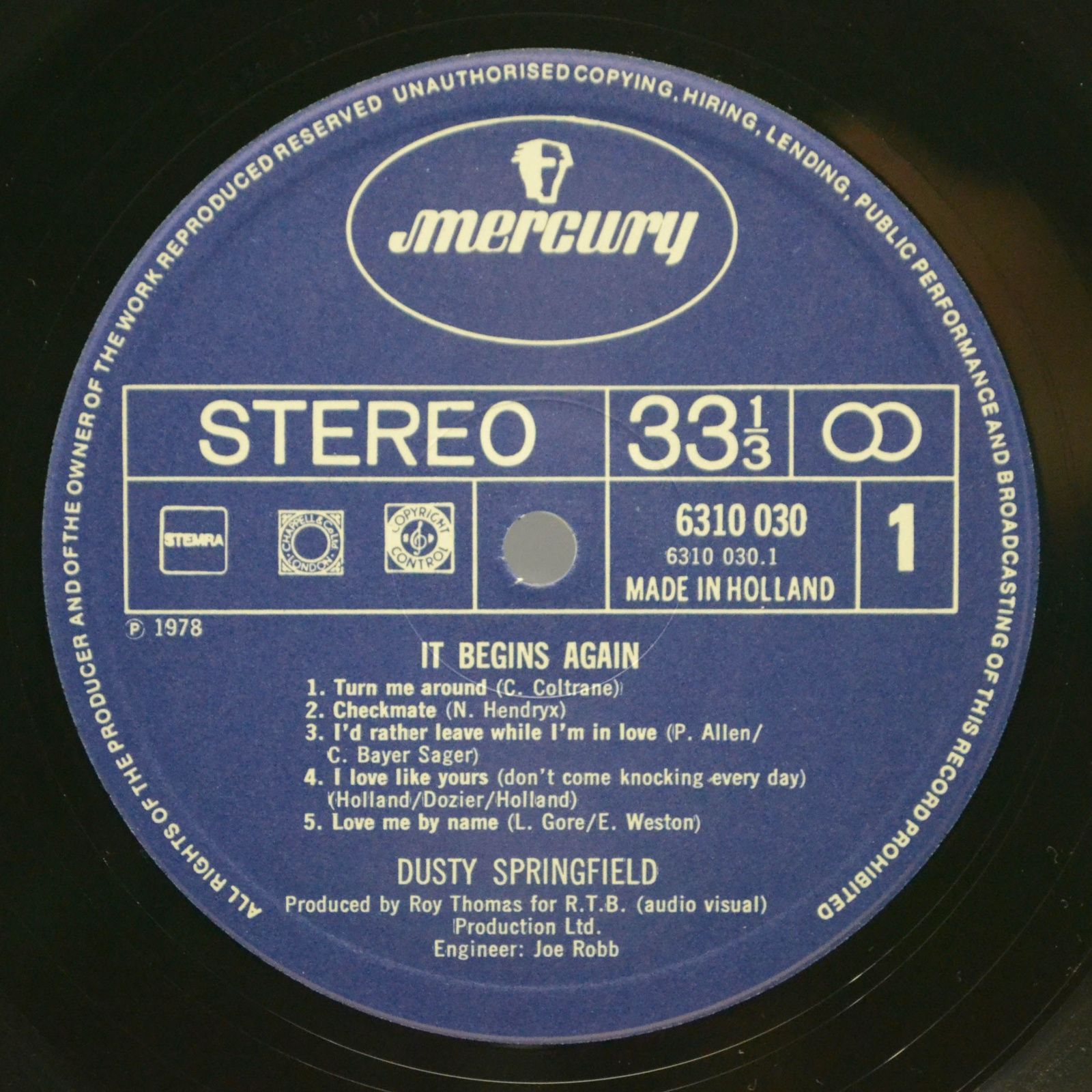 Виниловая пластинка Dusty Springfield — It Begins Again..., 1978