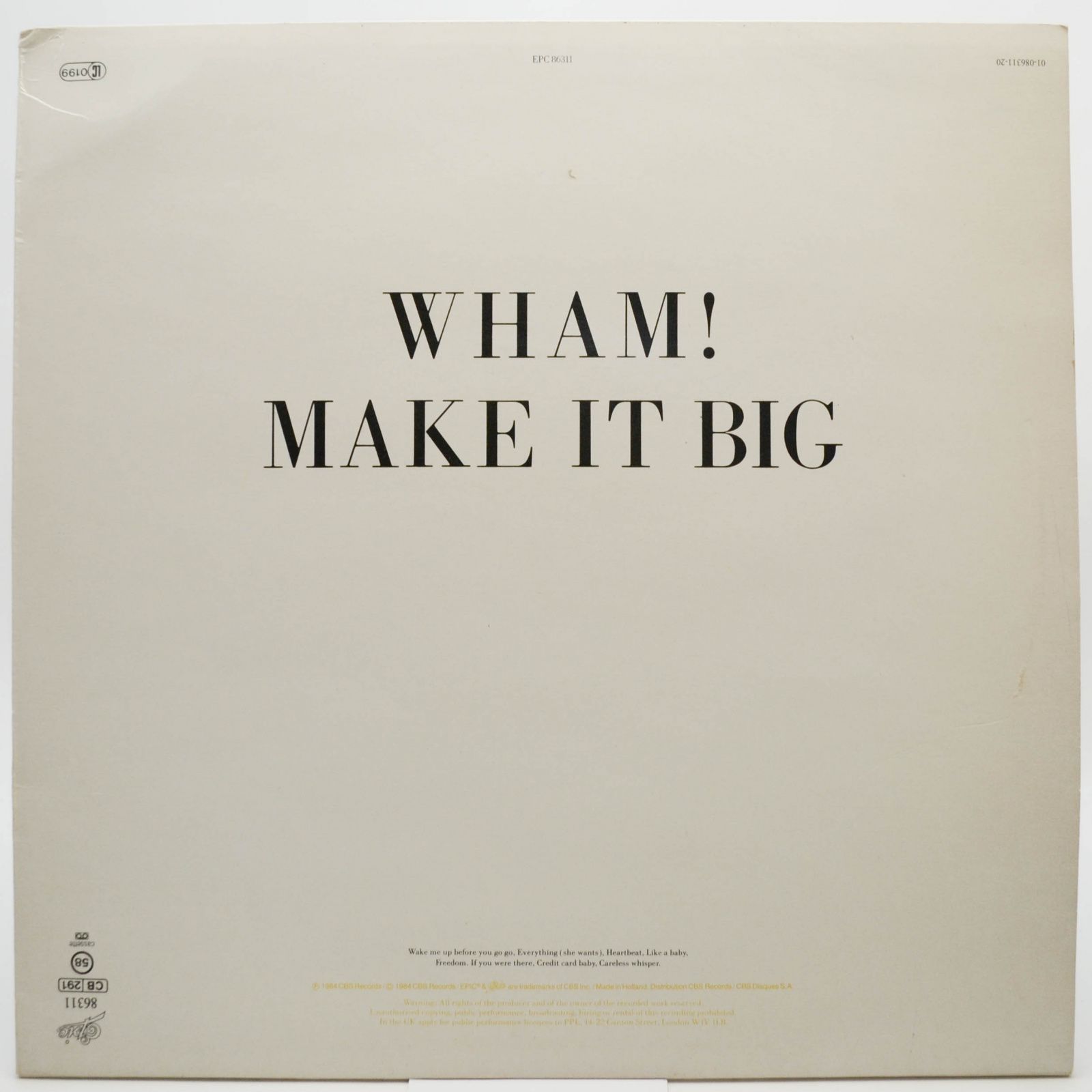 Виниловая пластинка Wham! — Make It Big, 1984