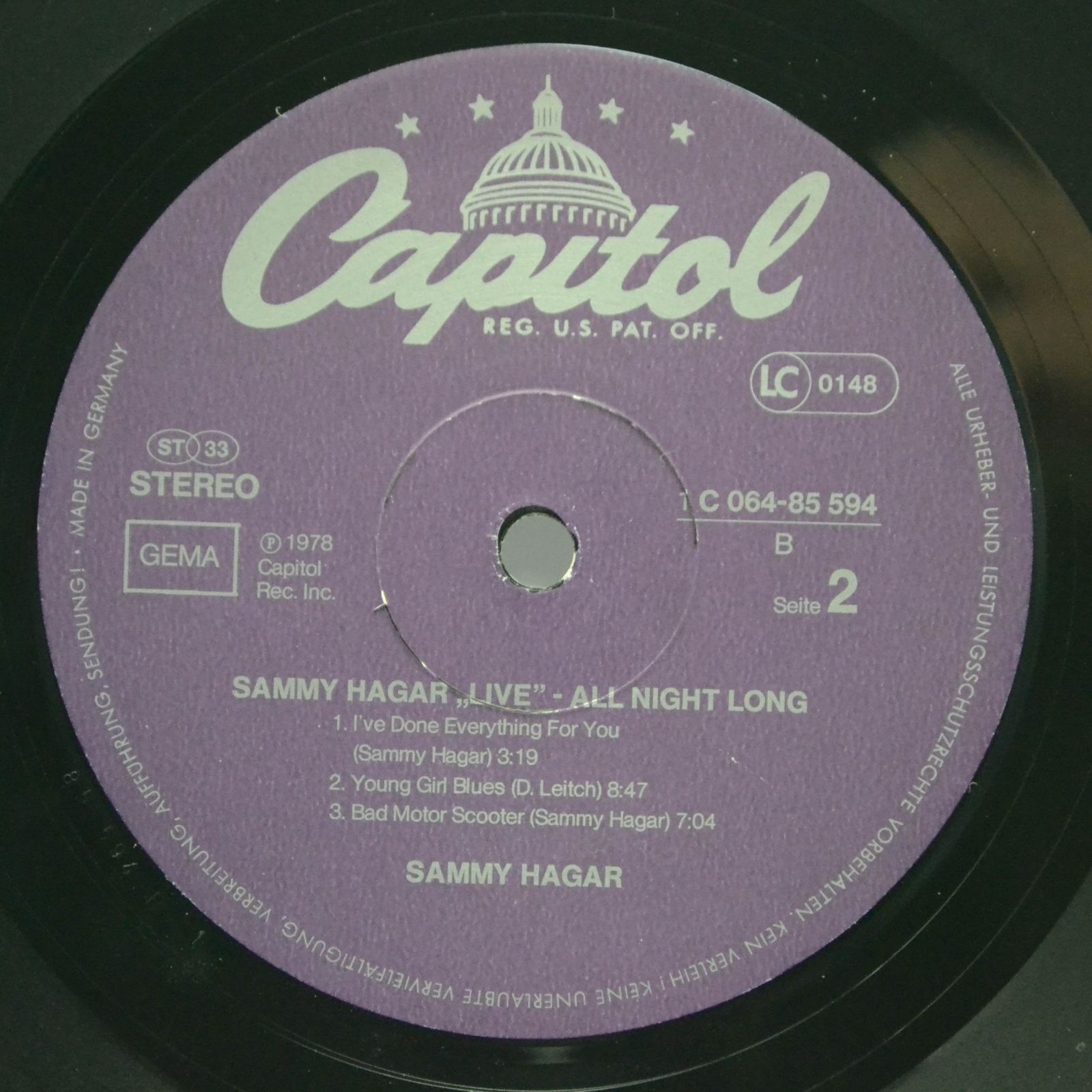 Виниловая пластинка Sammy Hagar — All Night Long, 1978
