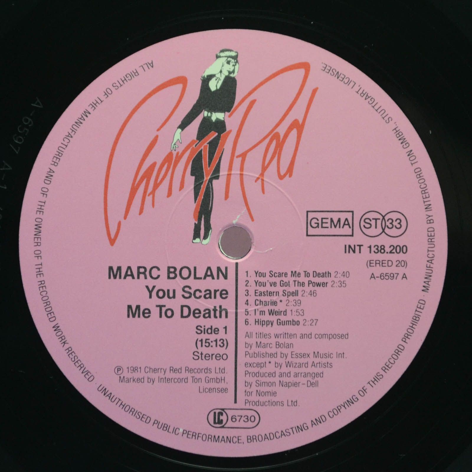 Виниловая пластинка Marc Bolan — You Scare Me To Death, 1981