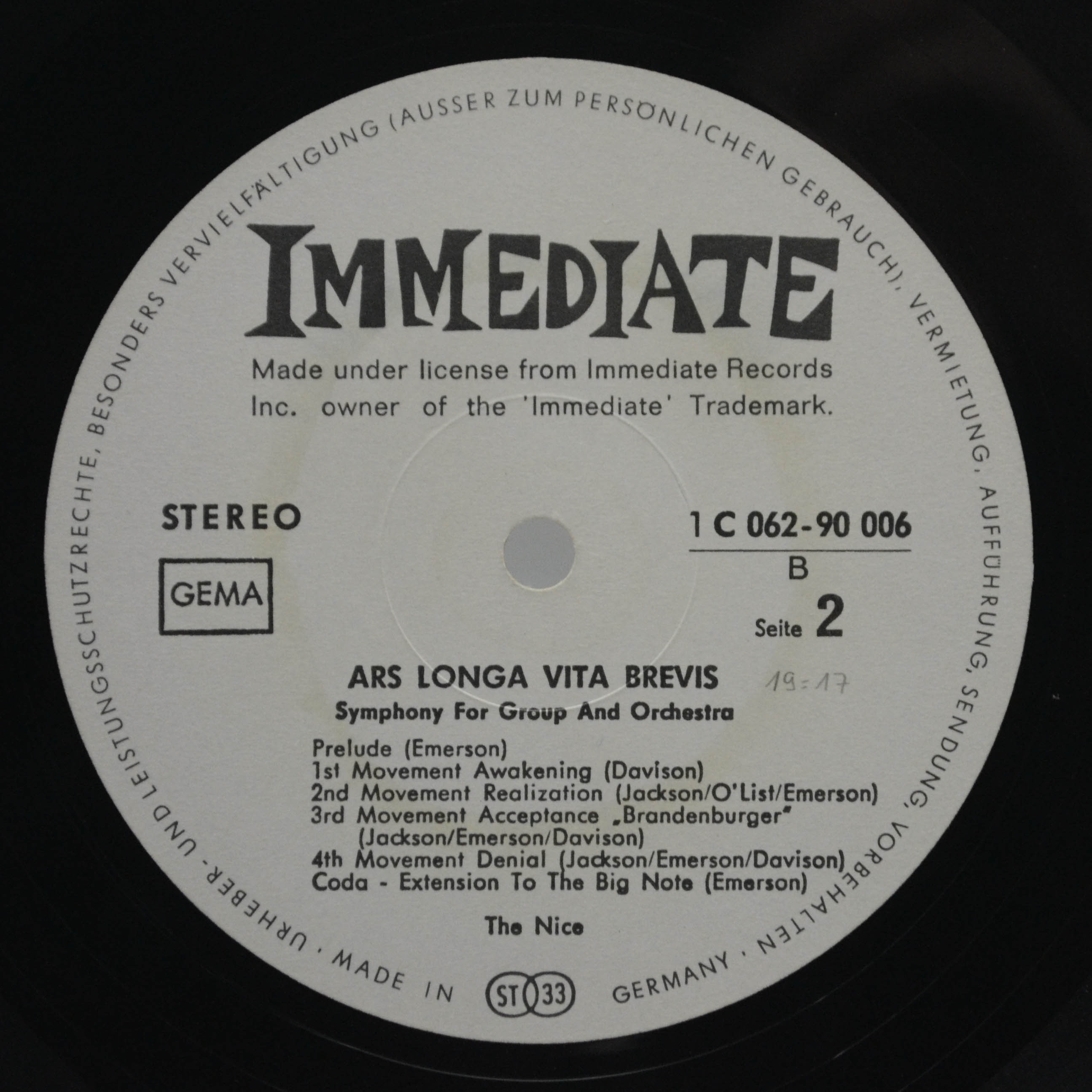 Nice — Ars Longa Vita Brevis, 1969