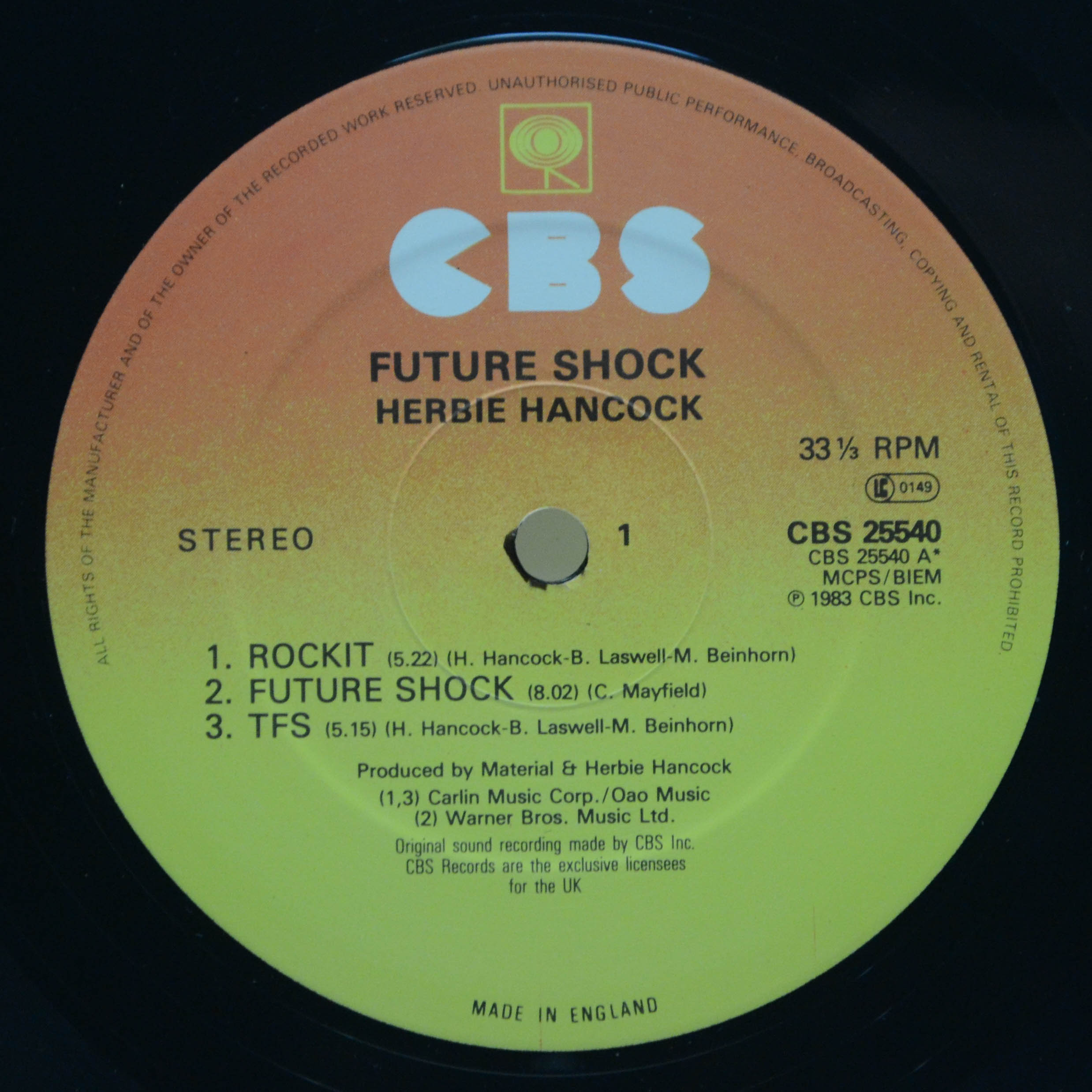 Виниловая пластинка Herbie Hancock — Future Shock (UK), 1983