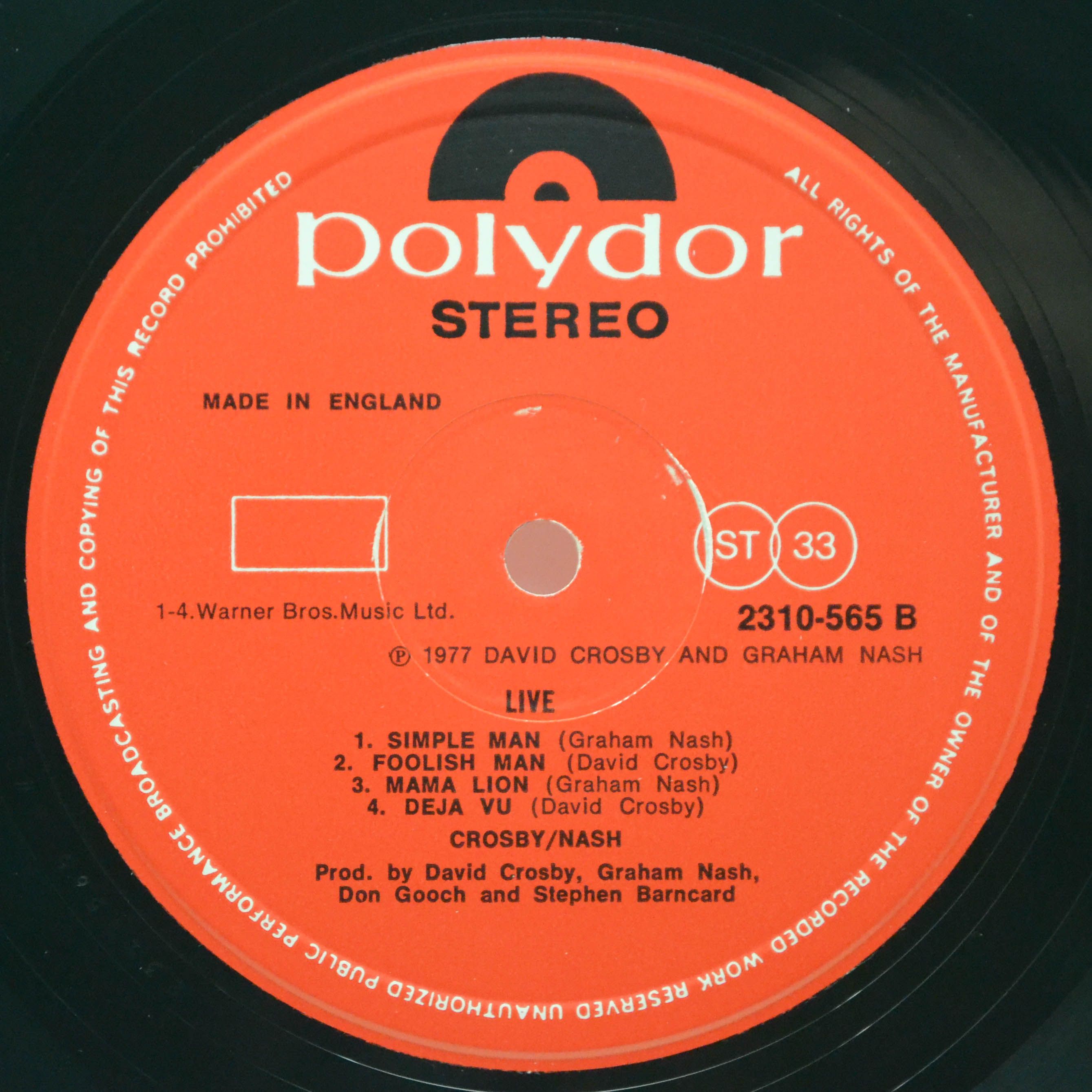 Виниловая пластинка Crosby-Nash — Live (UK), 1977