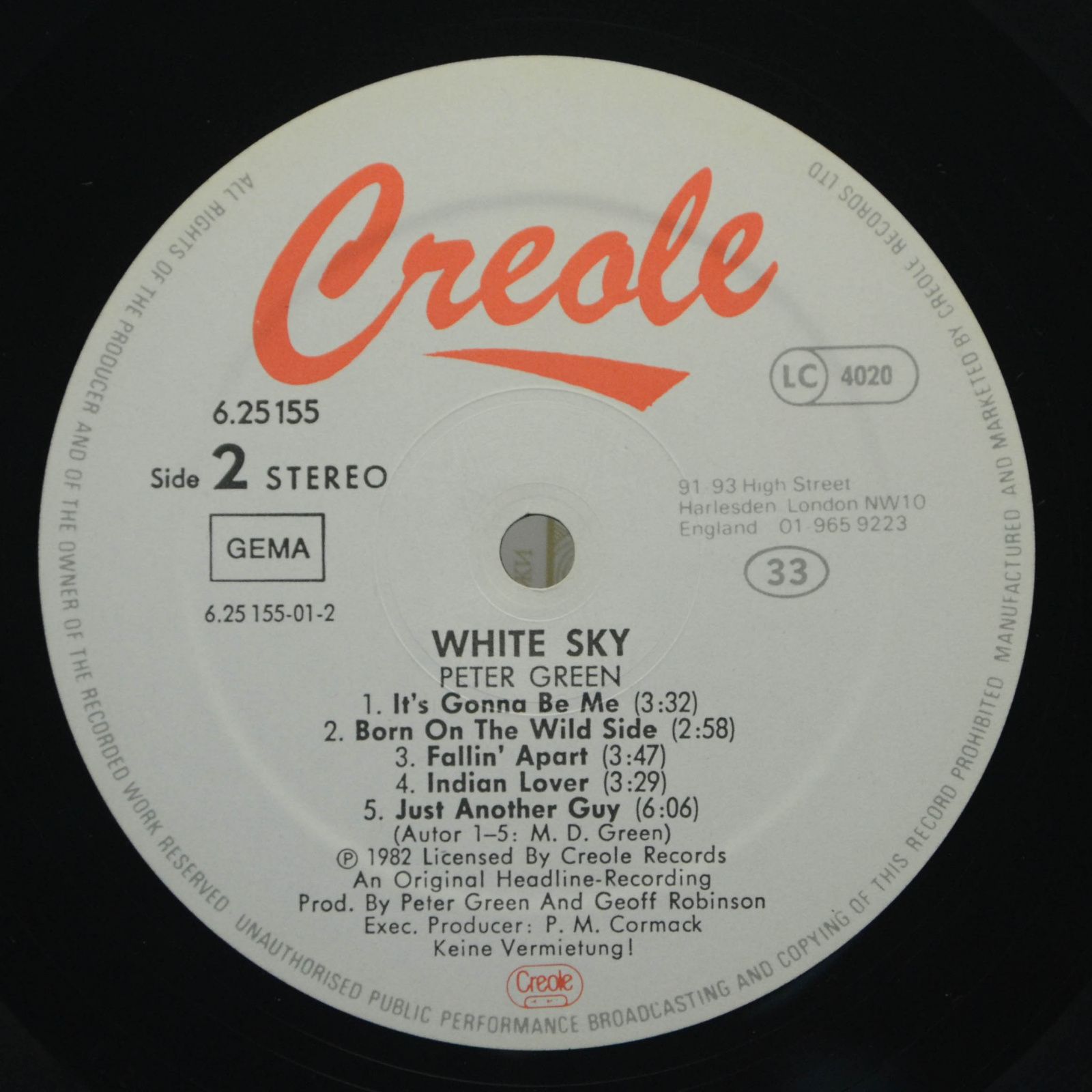 Peter Green — White Sky, 1982