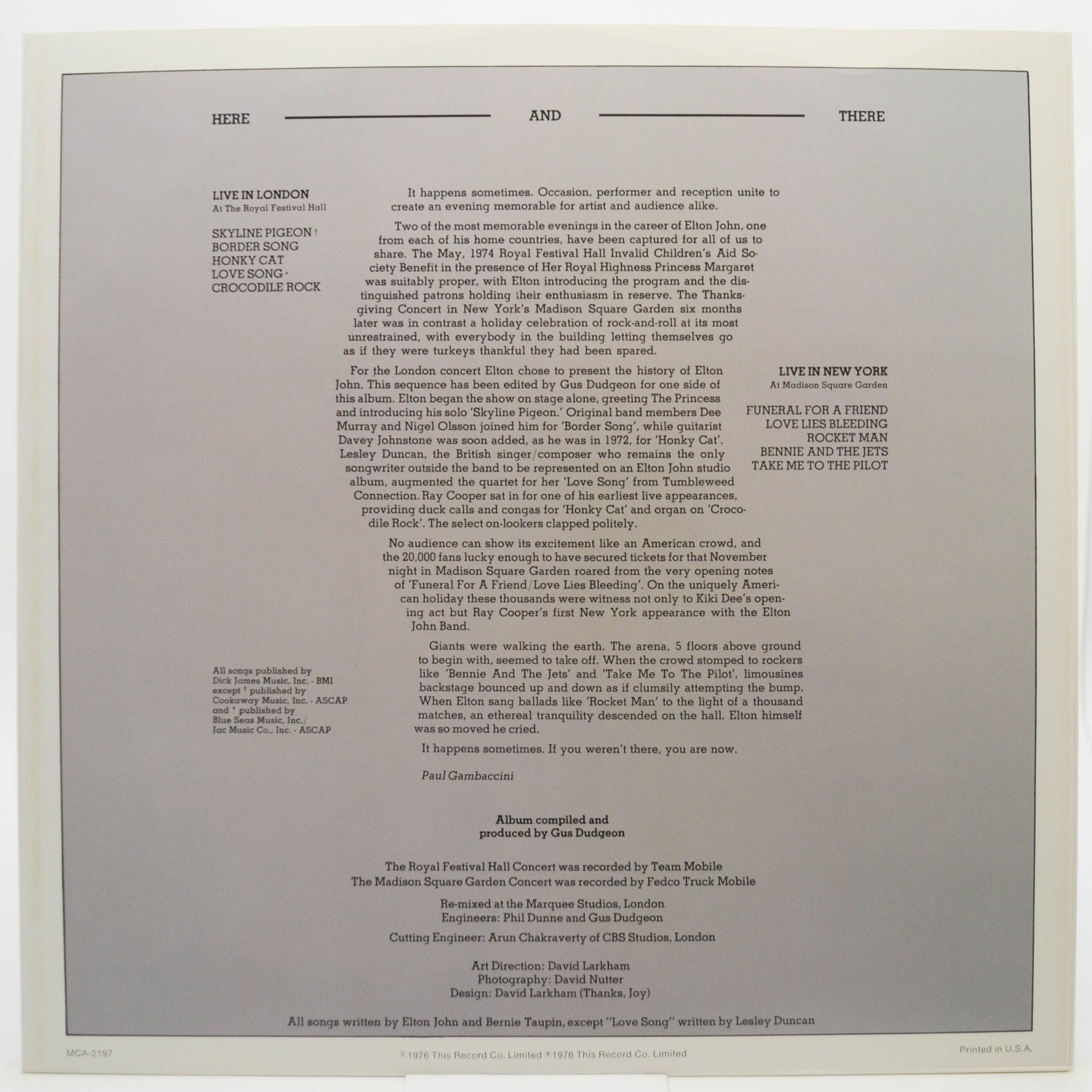 Elton John — Here And There (USA), 1976