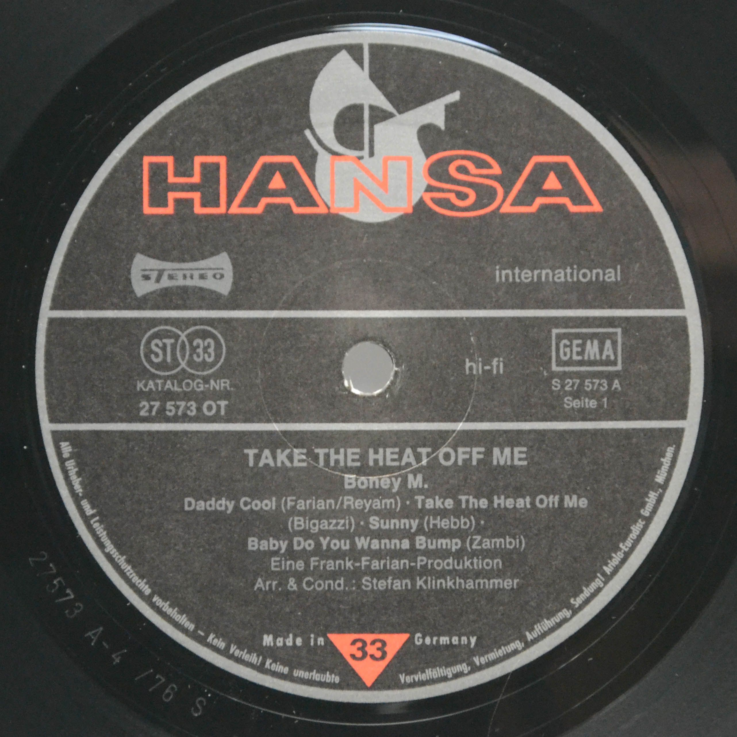 Boney M. — Take The Heat Off Me (poster), 1976