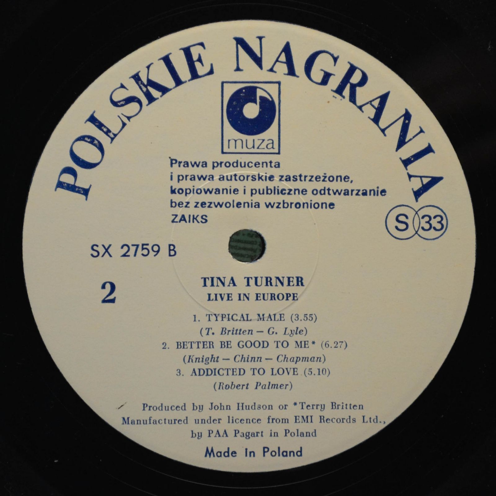 Tina Turner — Tina Live In Europe (3LP), 1989