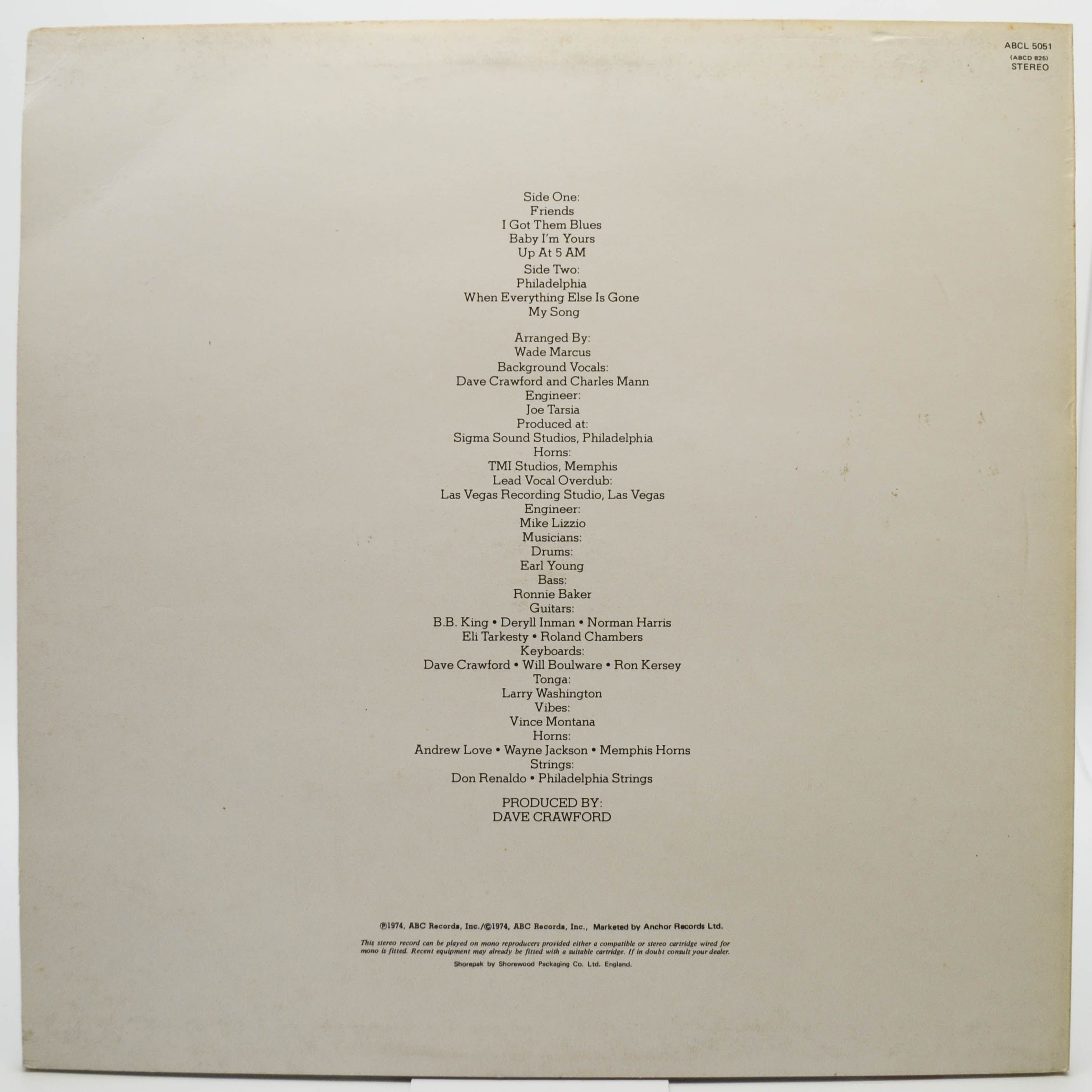 B.B. King — Friends (UK), 1974