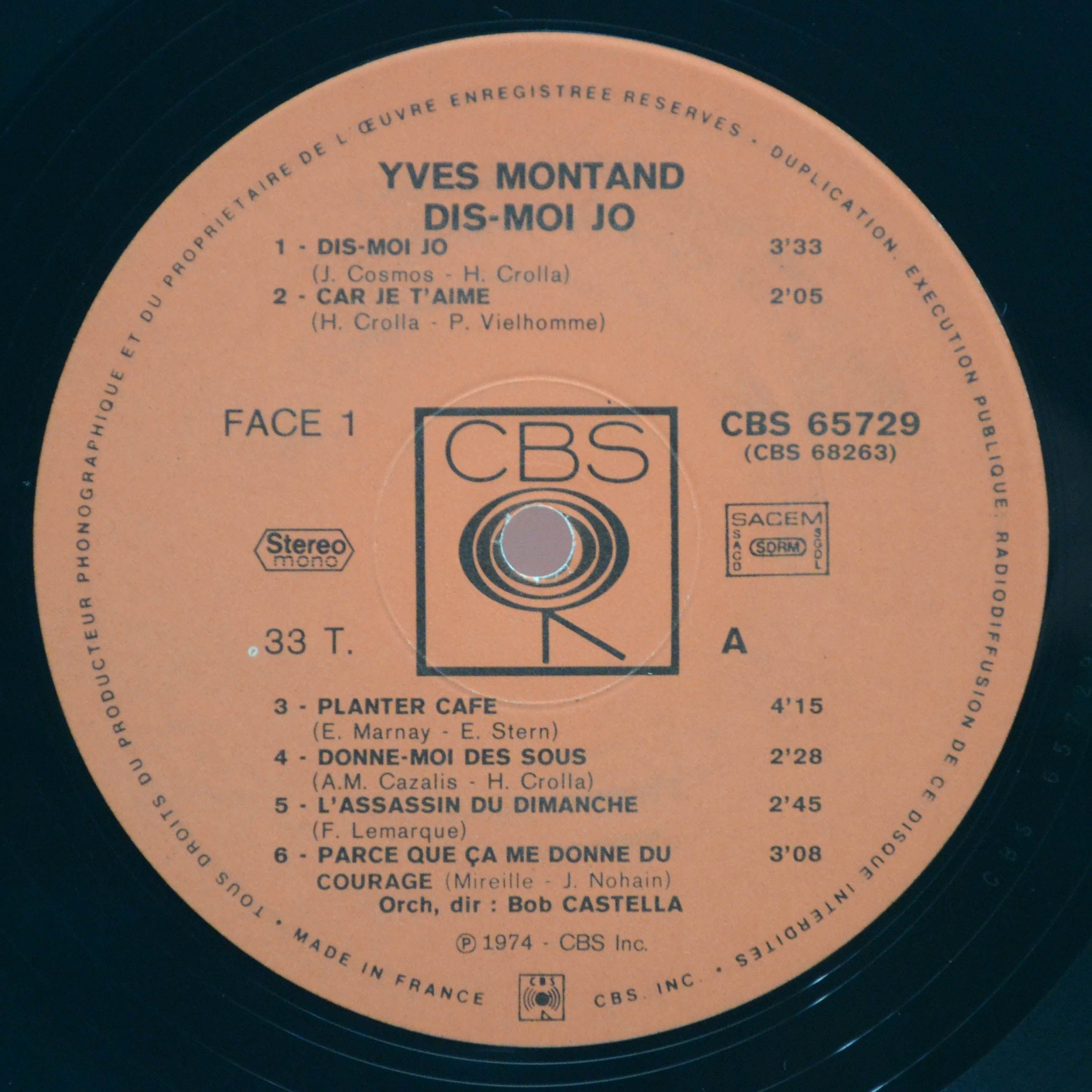 Yves Montand — Dis-Moi Jo (2LP, France), 1974