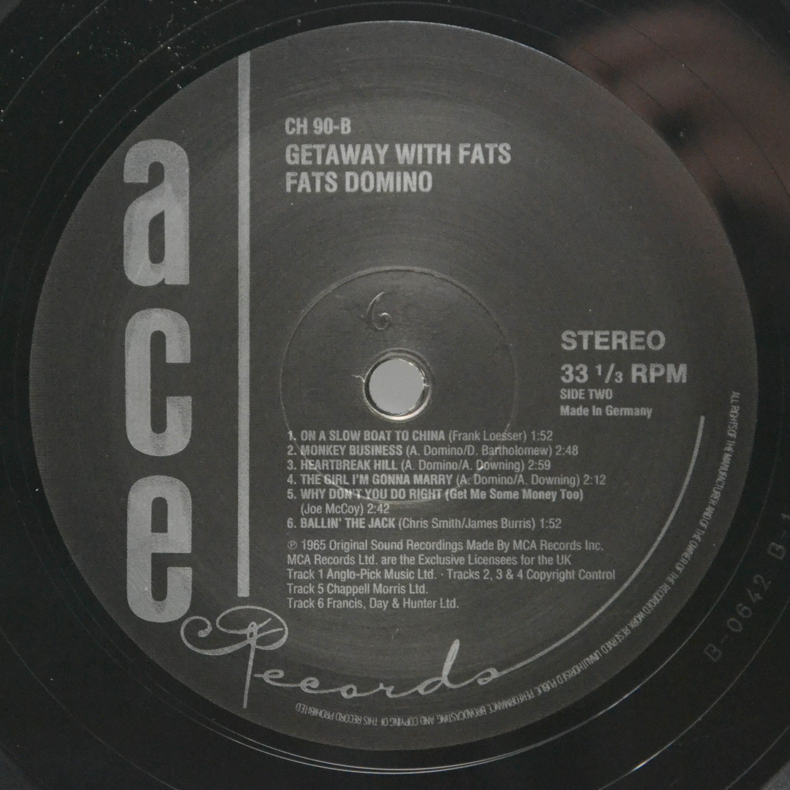Виниловая пластинка Fats Domino — Getaway With Fats Domino, 1965