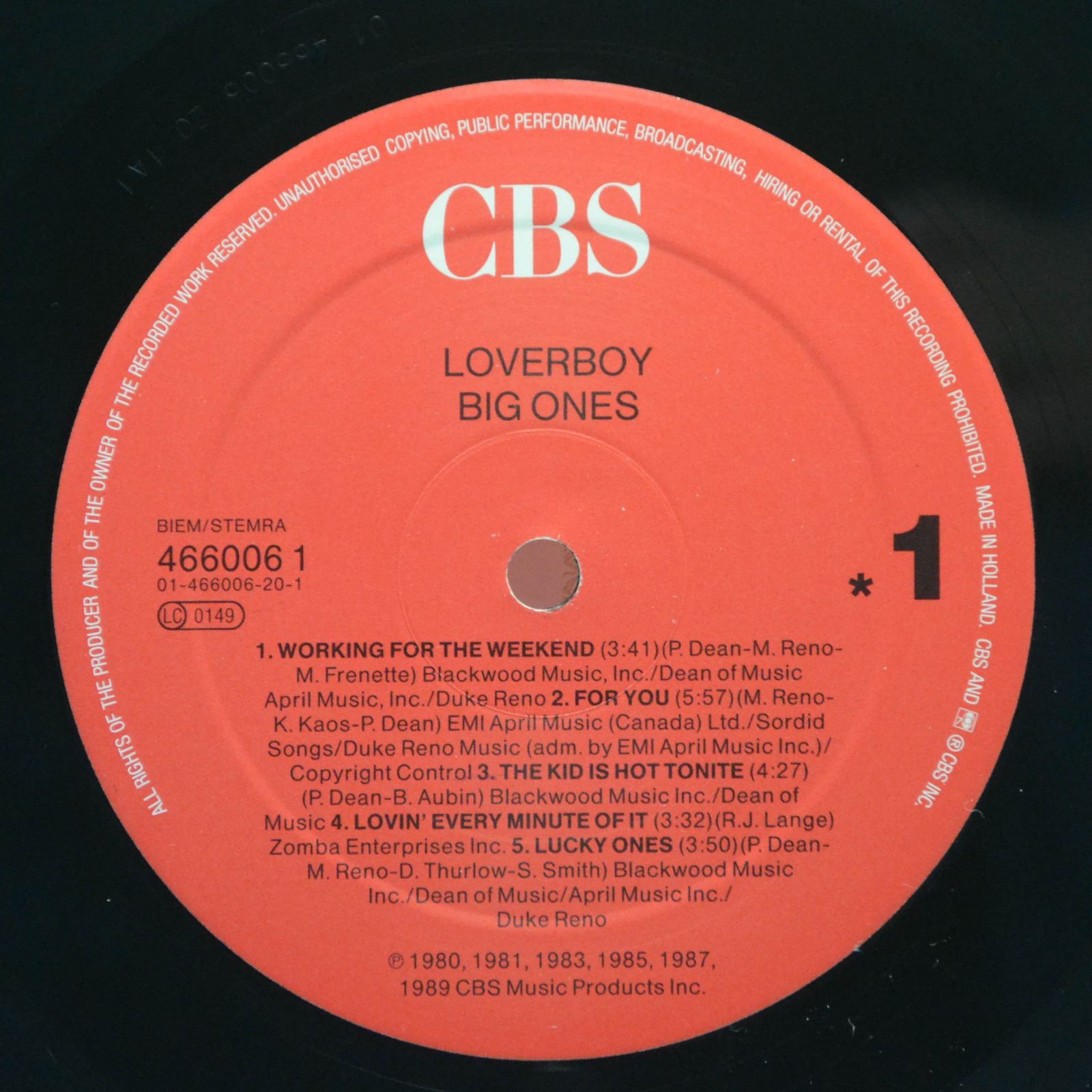 Виниловая пластинка Loverboy — Big Ones, 1989