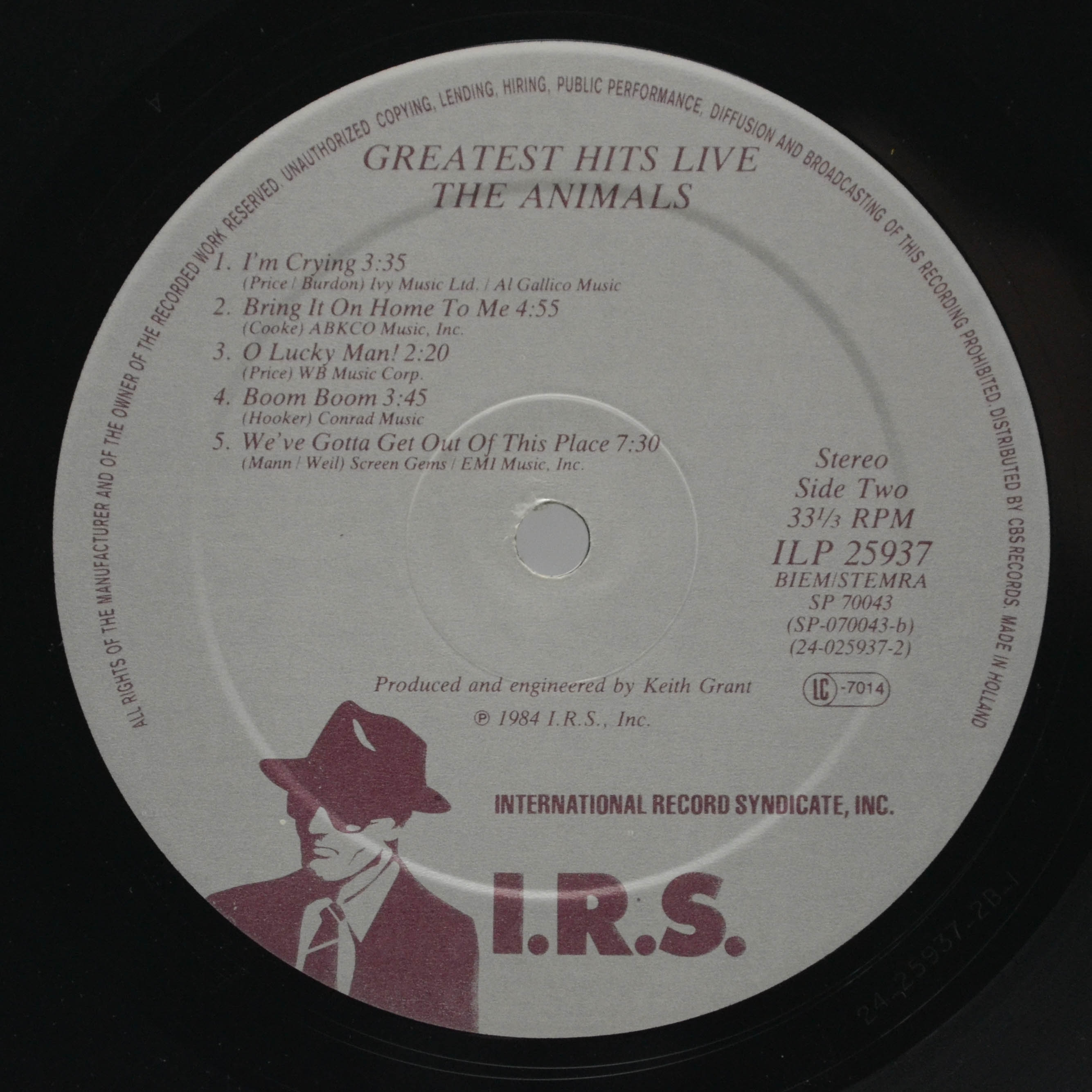 Animals — Greatest Hits Live!, 1984