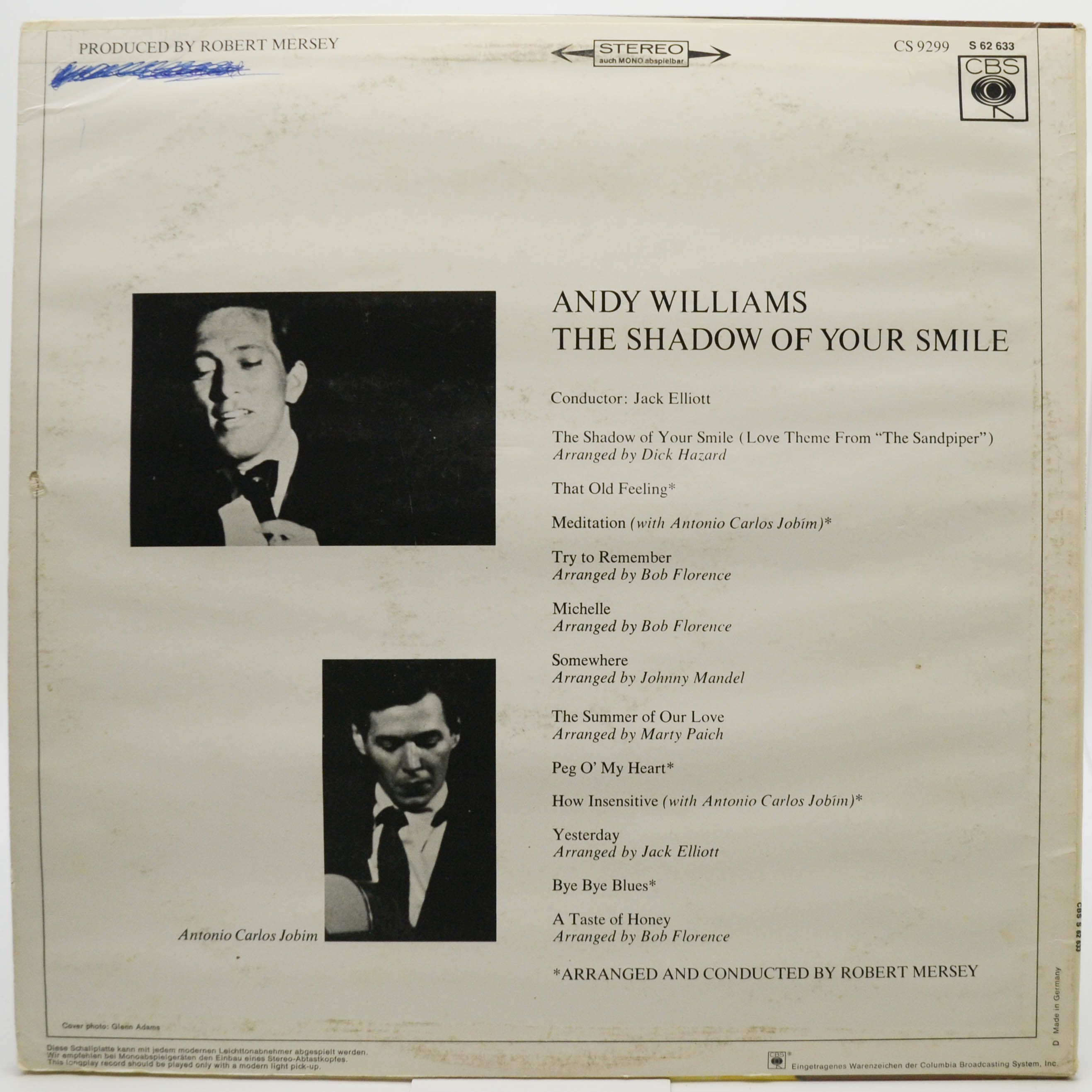 Виниловая пластинка Andy Williams — The Shadow Of Your Smile, 1966